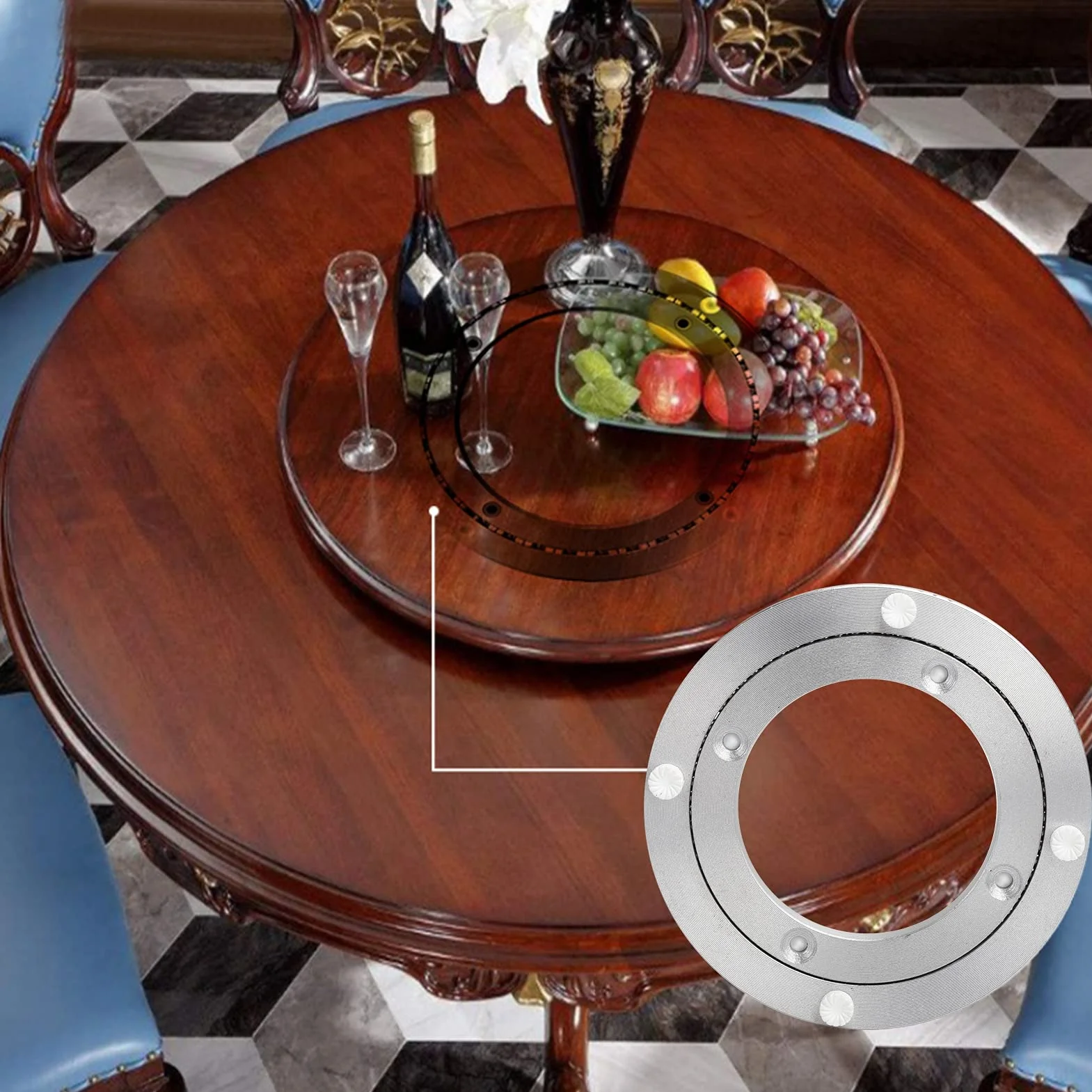 Łożysko Lazy Susan 5/5,5 Cala Cichy Obrotowy Pierścień Ze Stopu Aluminium Do Stołu