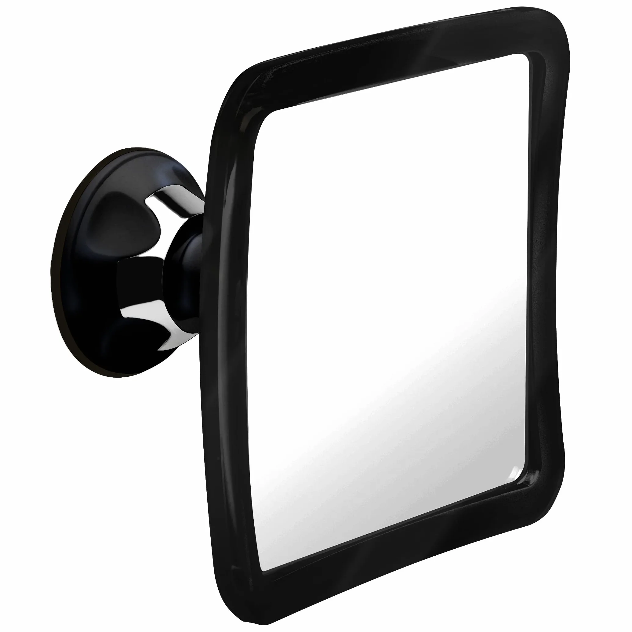 MIRRORVANA Lusterko prysznicowe i do golenia bez zaparowania z ulepszonym uchwytem ssącym do łazienki, przeciwmgielna, nietłukąca się powierzchnia i obrót o 360°, 16 cm x 16 cm (1 x powiększenie