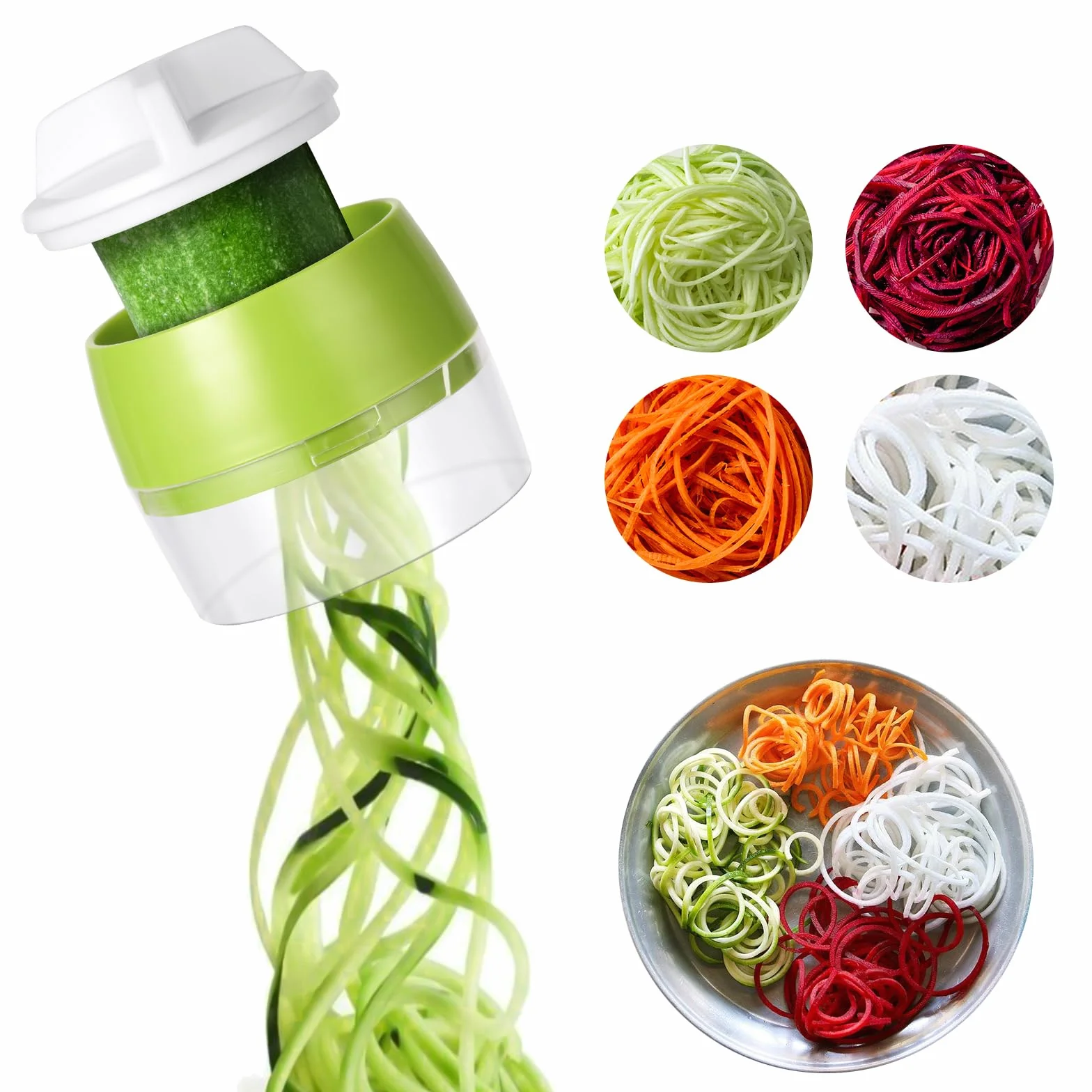 AUAUY Krajalnica do warzyw, 4 w 1 spiralizer do warzyw, spaghetti warzywne, spiralna krajalnica do warzyw do makaronu z cukinii, spaghetti marchewkowego, tagliatelle z ogórka