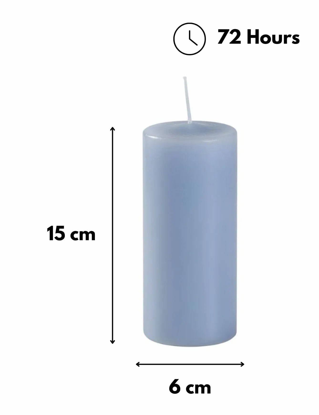 Risthò Świece woskowe Dusty Blue, średnica 6 cm, wysokość 15 cm, 6 sztuk