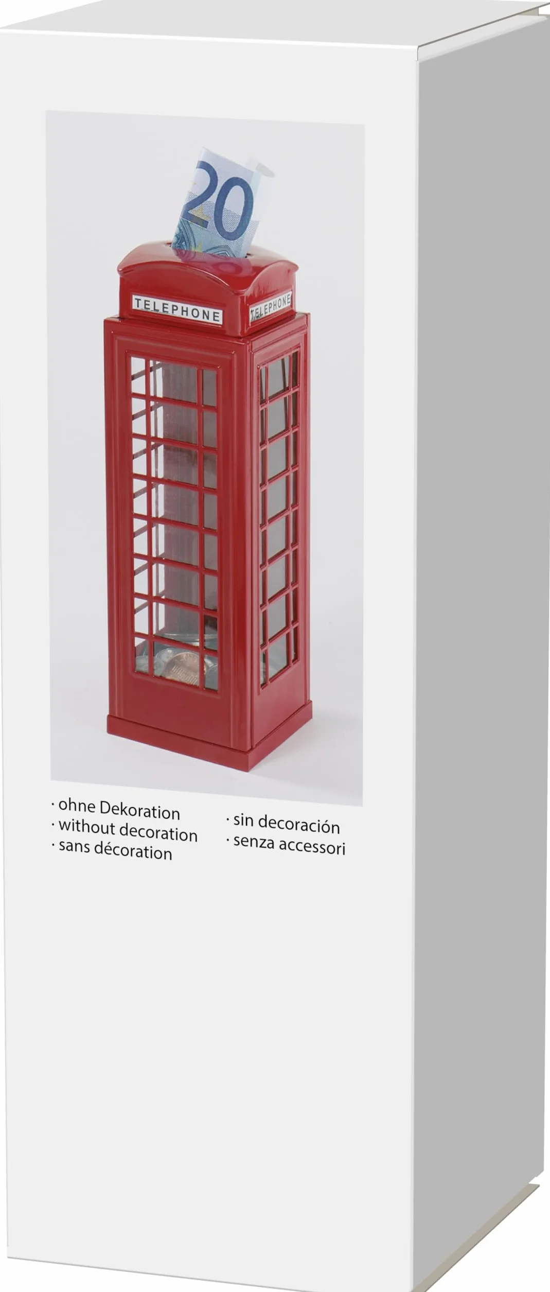 Spardose im Telefonzellendesign Rot