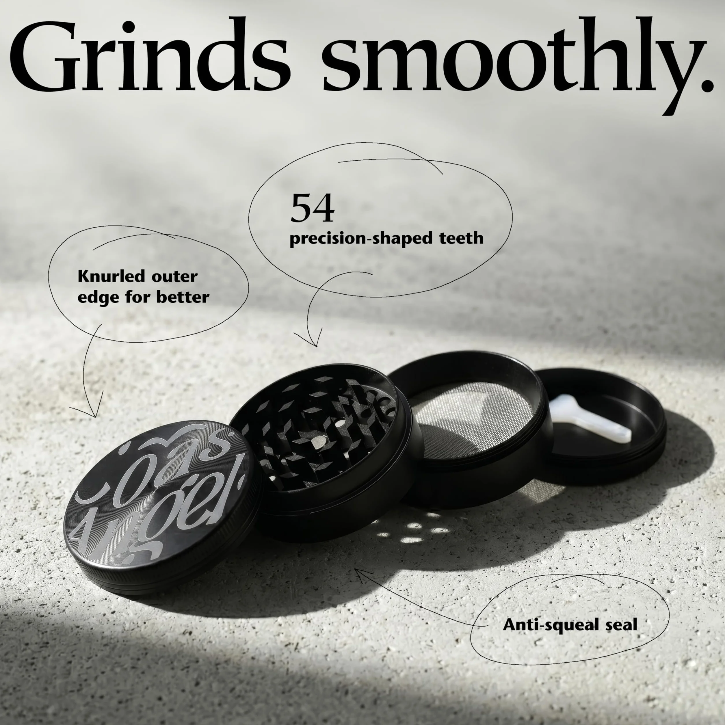 Grinder do ziół 48 mm metalowy czarny 4-częściowy