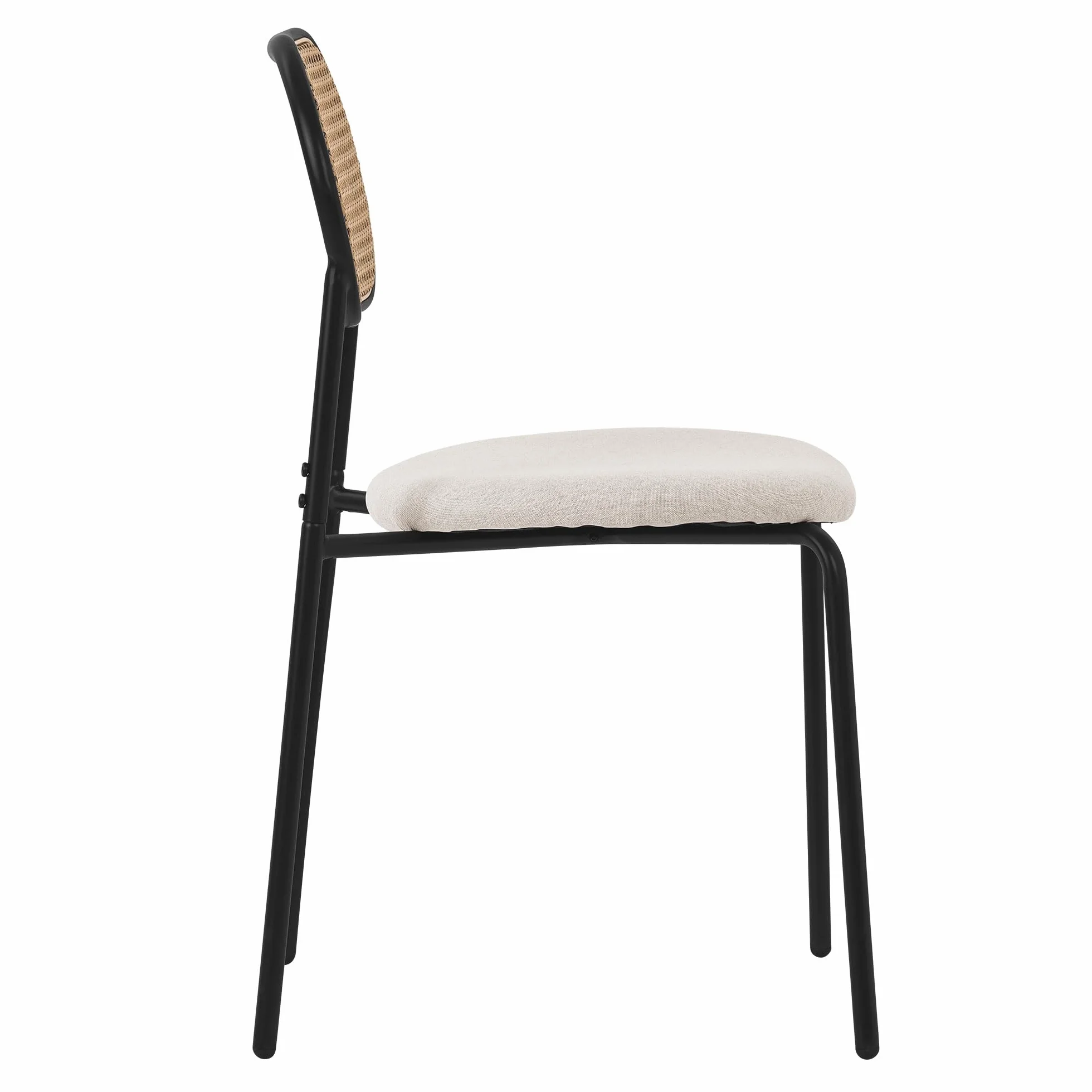 ML-Design zestaw 4 bezowych krzesel do jadalni, krzesla kuchenne z rattanowym oparciem, krzesla tapicerowane z zakrzywionym oparciem z siatki metalowymi nogami, krzesla tapicerowane bez podlokietników