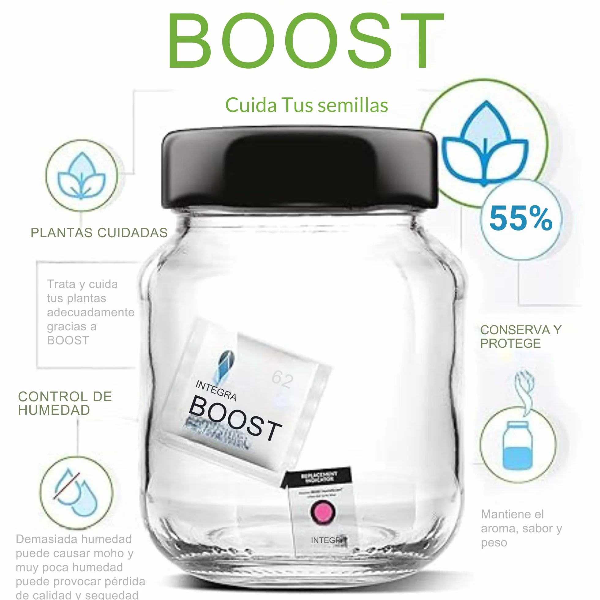 GROWMANIA Integra Boost 55% regulator wilgotności 10 sztuk 8 g nawilżacz powietrza 2-drożny