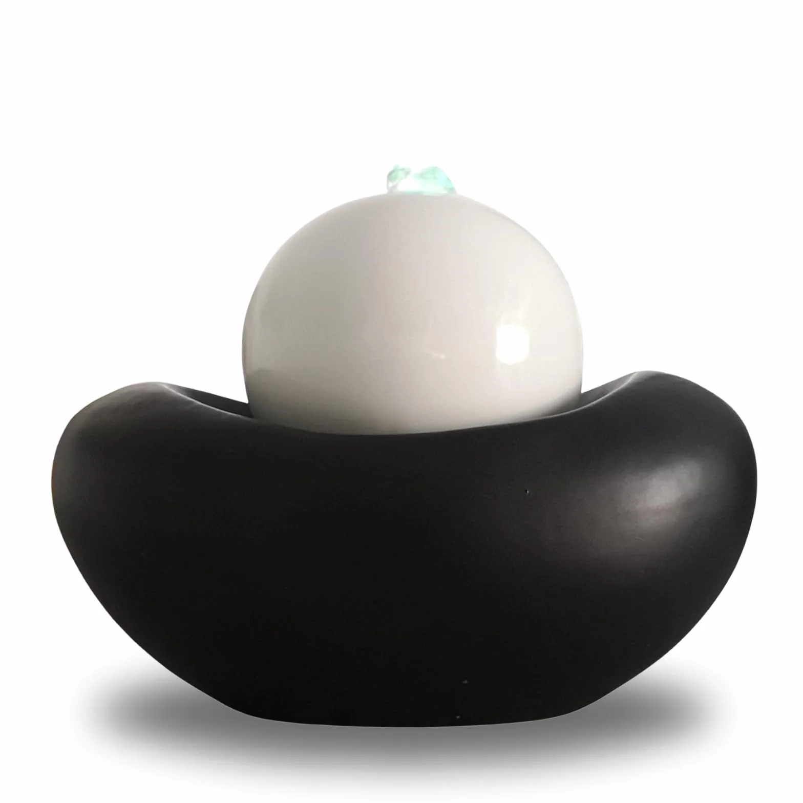 Fontanna do wnętrz ceramiczna współczesny styl kolorowe światło, cicha pompa, dekoracja medytacyjna, dekoracyjna fontanna stołowa, pomysł na prezent premium, wys. 19 x 15 x 21 cm - Beye Zen'Light