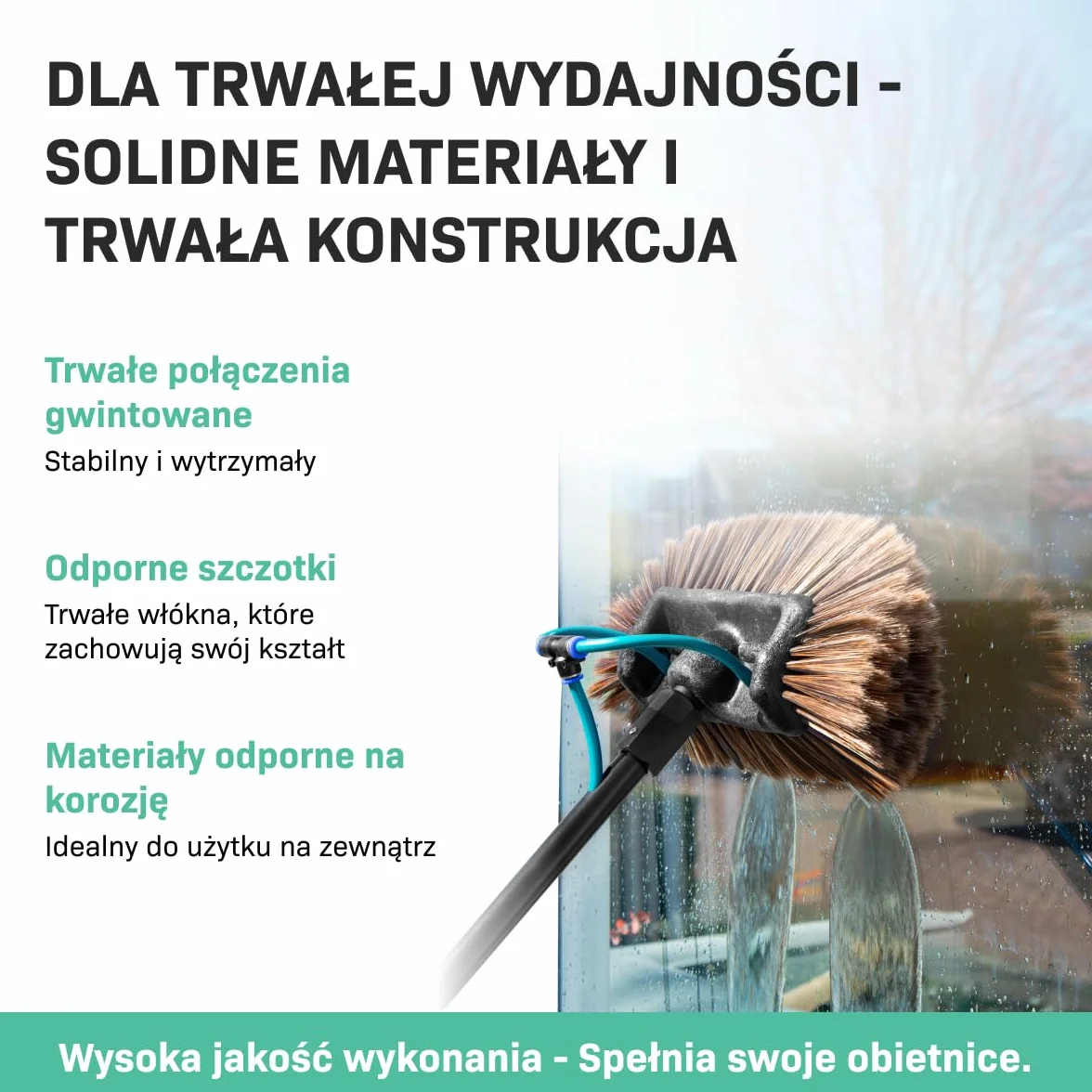 VONROC Teleskopowa Szczotka do Mycia 6,5m Regulowana Myjka z Wężem 9m