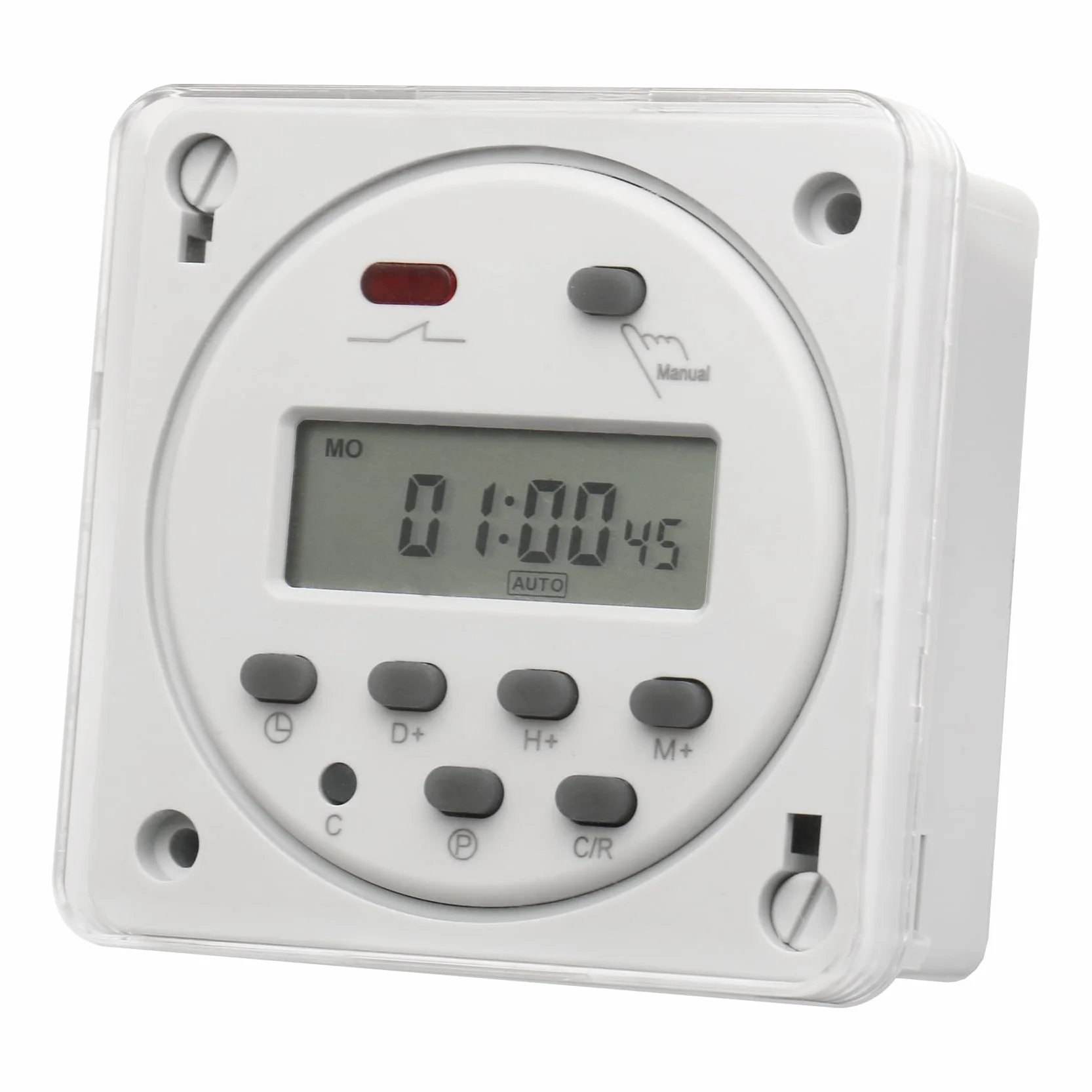 BAOMAIN CN101A cyfrowy programator czasowy 12 V DC/AC z wodoszczelną pokrywą ochronną, programowalny przekaźnik czasowy 16 A, wyświetlacz LCD, do obciążeń 220 V-250 V AC, tygodniowy programator
