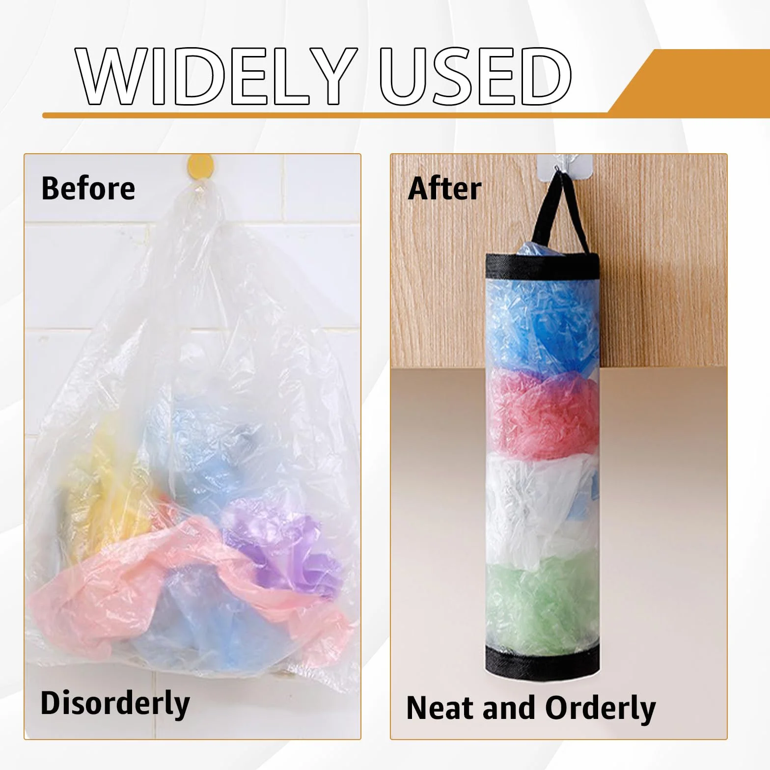 3 sztuki plastikowych toreb, wiszący stojak na worki na śmieci, plastikowa torba do zawieszania uniwersalnego przechowywania do kuchni, łazienki, sypialni, dużej pojemności z 3 haczykami
