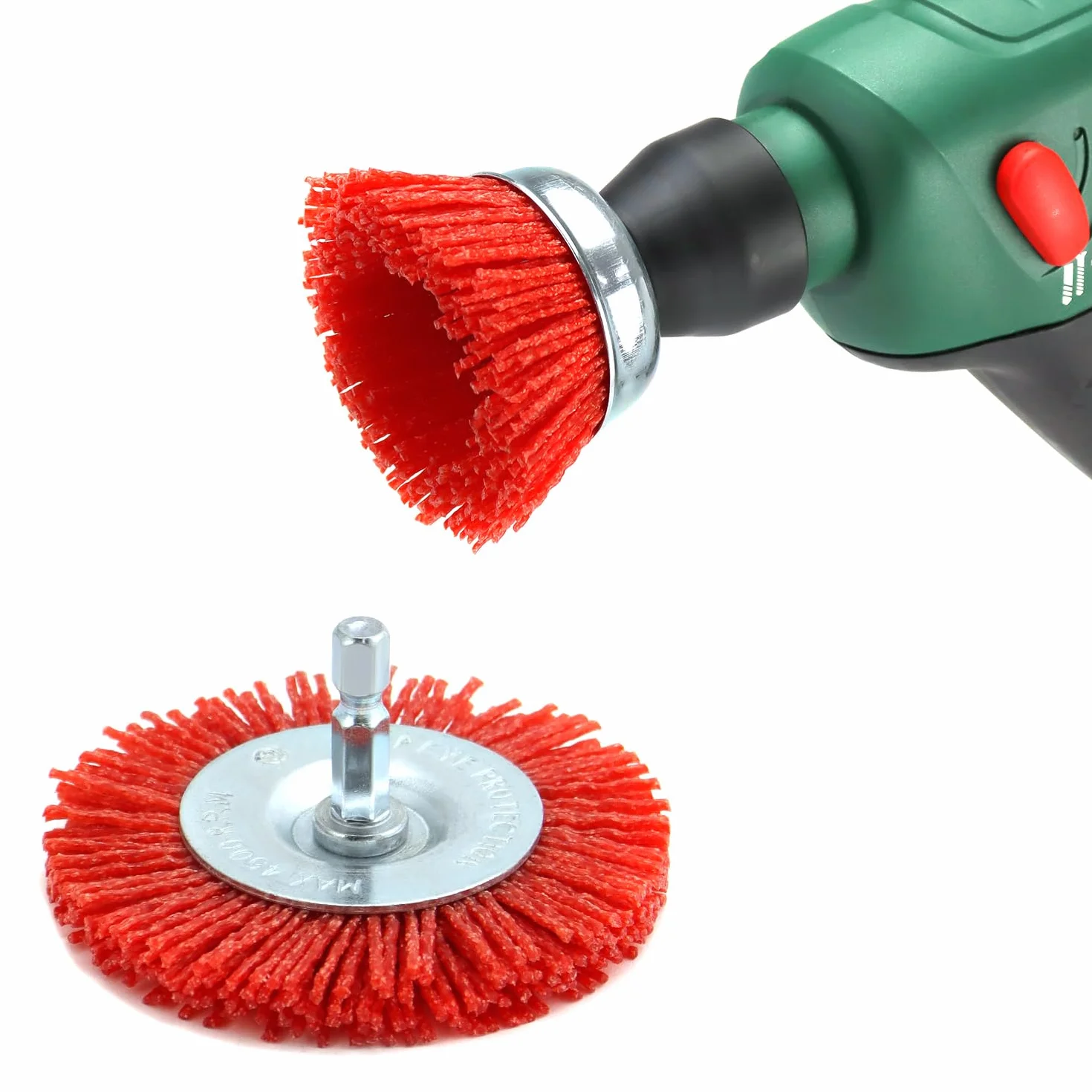QWORK® 6 sztuk nylonowej szczotki, nylonowa szczotka tarczowa z trzonkiem 1/4" (6,35 mm), do szlifowania, czyszczenia i zwalczania