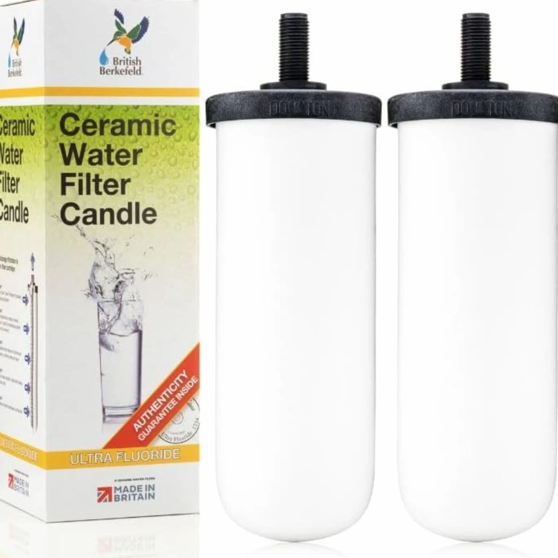 British Berkefeld Wkład Ceramiczny Ultra Fluoride 7" 2 Sztuki Redukuje Zanieczyszczenia WRAS