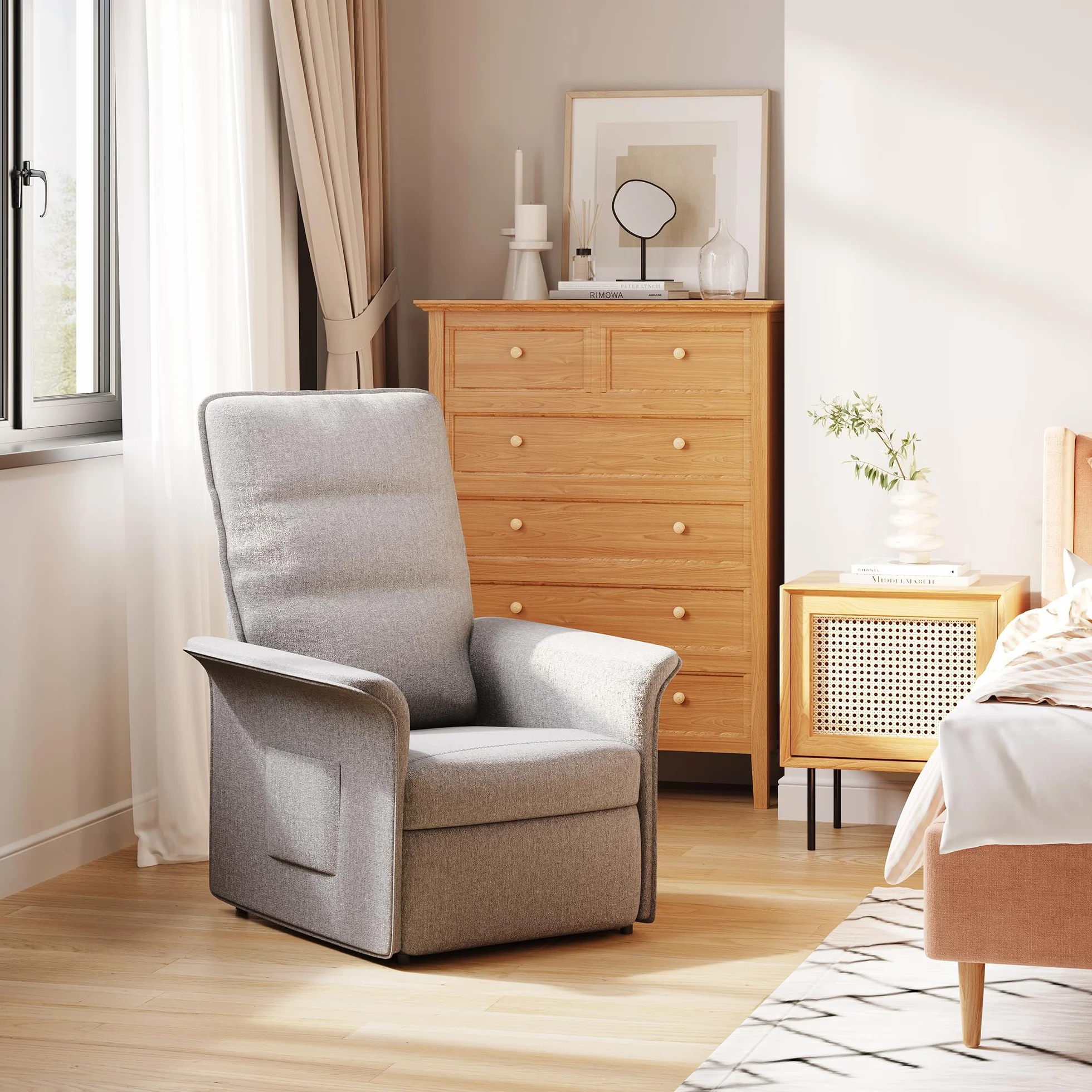 FLEXISPOT X1 Elektryczny fotel relaksacyjny (82 x 77 x 104 cm), regulowane oparcie 105°-155°, fotel do leżenia, ergonomiczny do sypialni i salonu