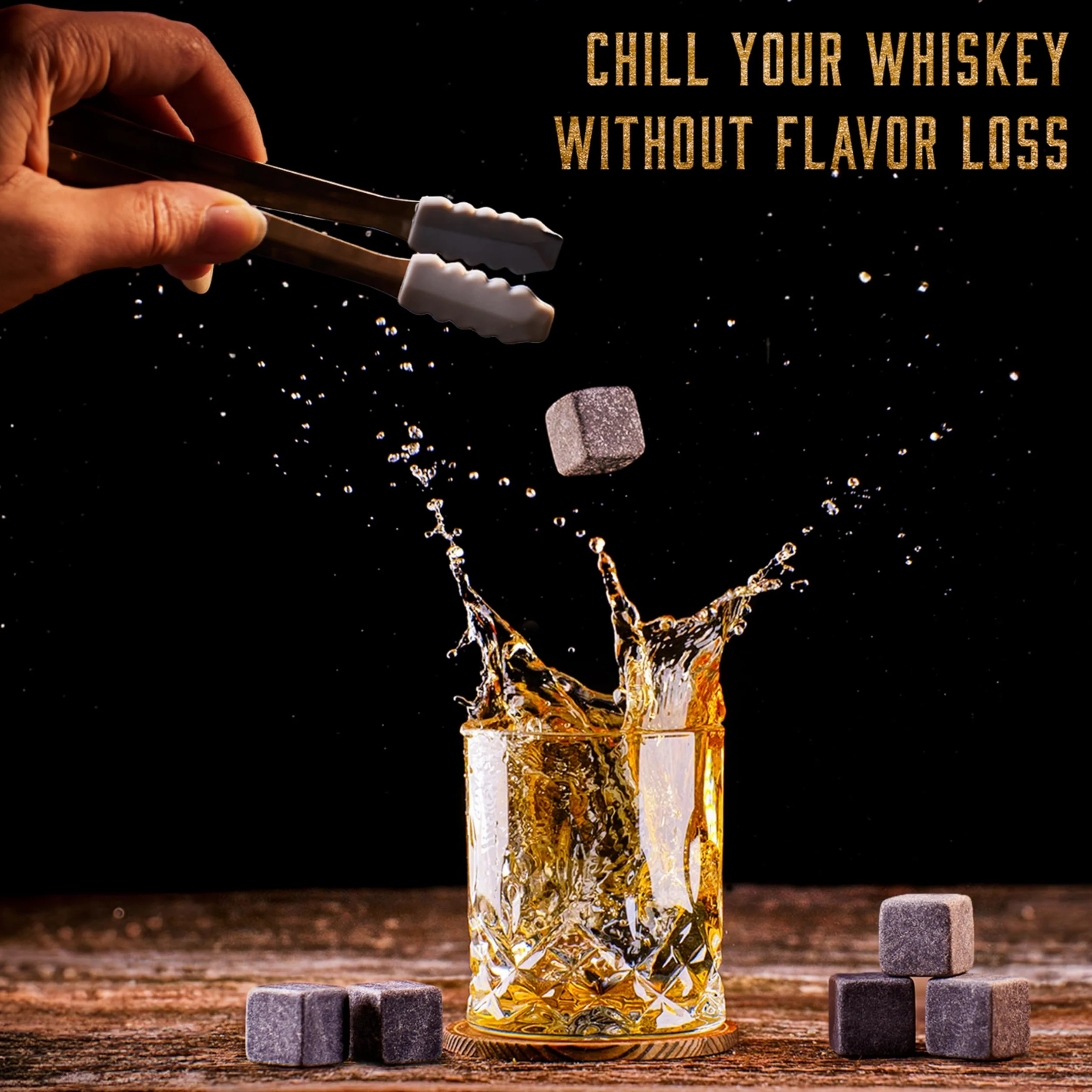 WHISISKEY Zestaw Karafka do Whisky 700ML 4 Szklanki 8 Kamienie Prezentowy