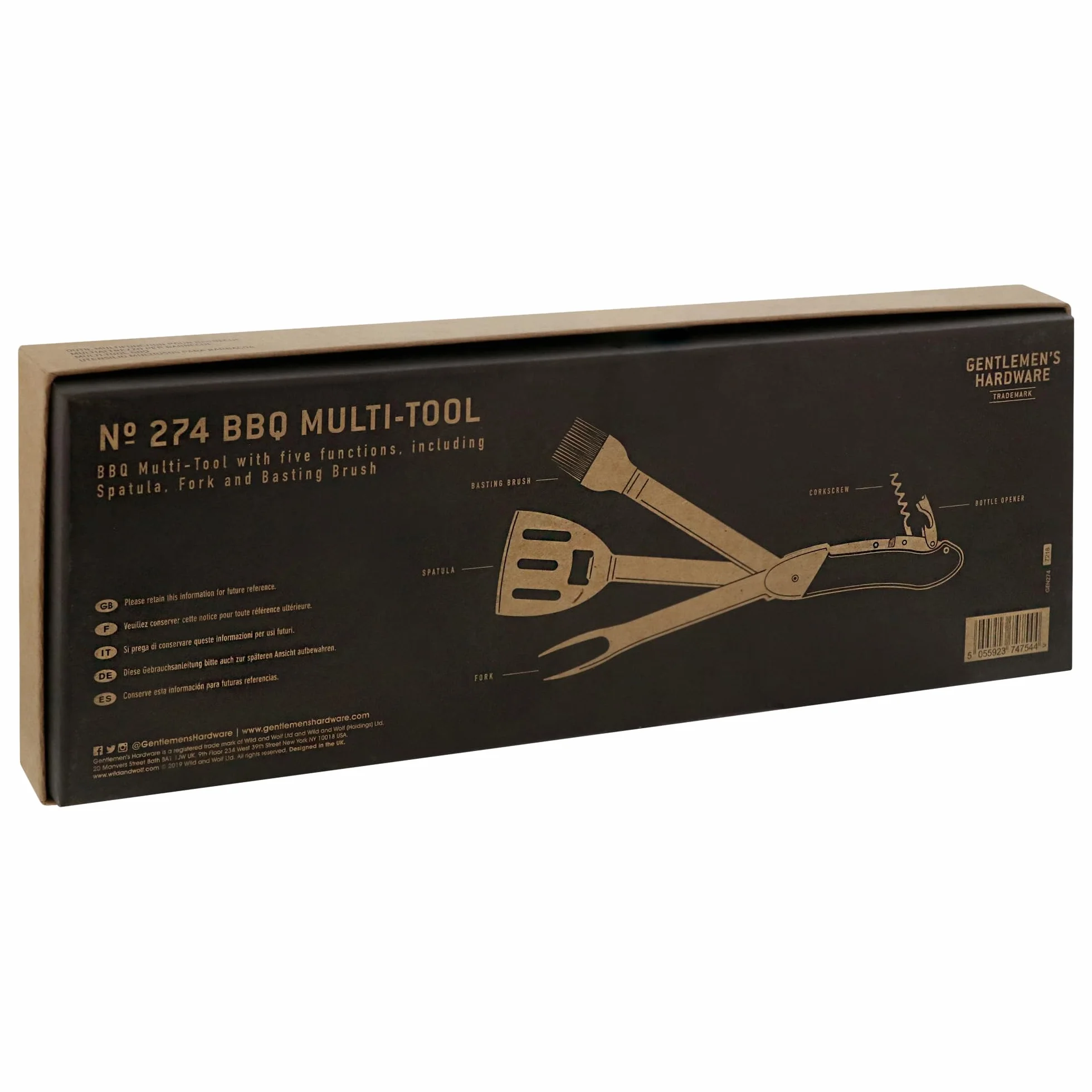 Gentlemen's Hardware Wielofunkcyjne narzędzie do grilla, drewno akacjowe i stal nierdzewna, GEN274, brązowe