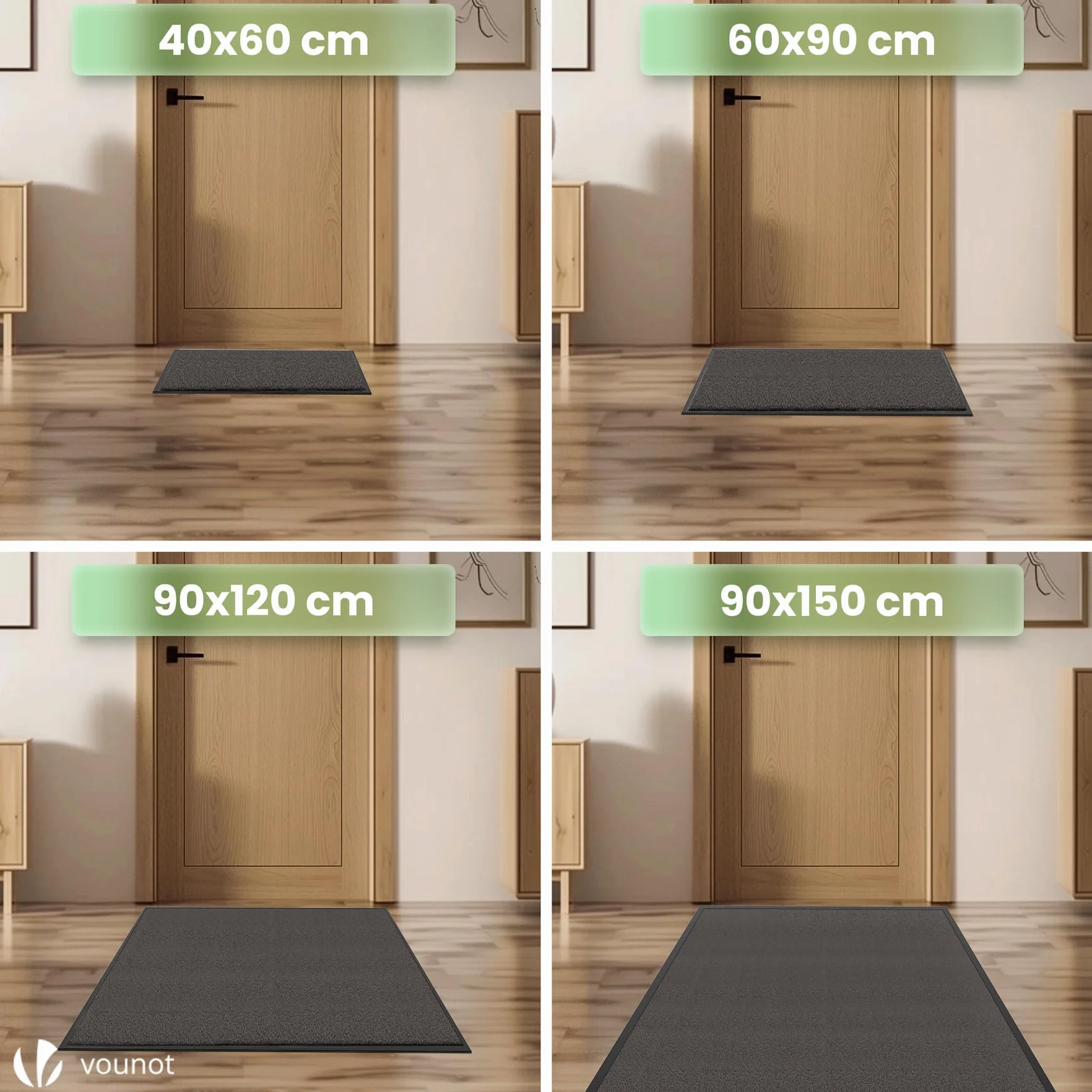 VOUNOT® Wysokiej jakości wycieraczka do wnętrz i na zewnątrz, mata na brud antypoślizgowa, cienki chodnik do przedpokoju i na zewnątrz 40x60 cm, antracytowa
