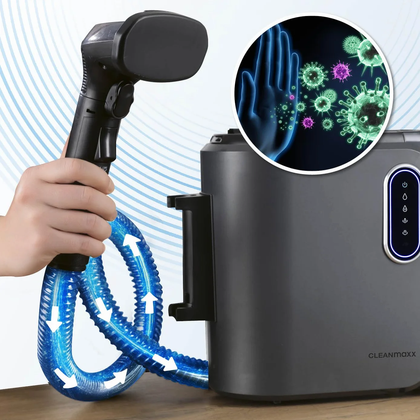CLEANmaxx Pro Steam środek do czyszczenia tapicerki i dywanów | 3 w 1: środek do czyszczenia tapicerki, punktowy odkurzacz, środek do czyszczenia plam z technologią gorącej wody i pary, do dywanów,