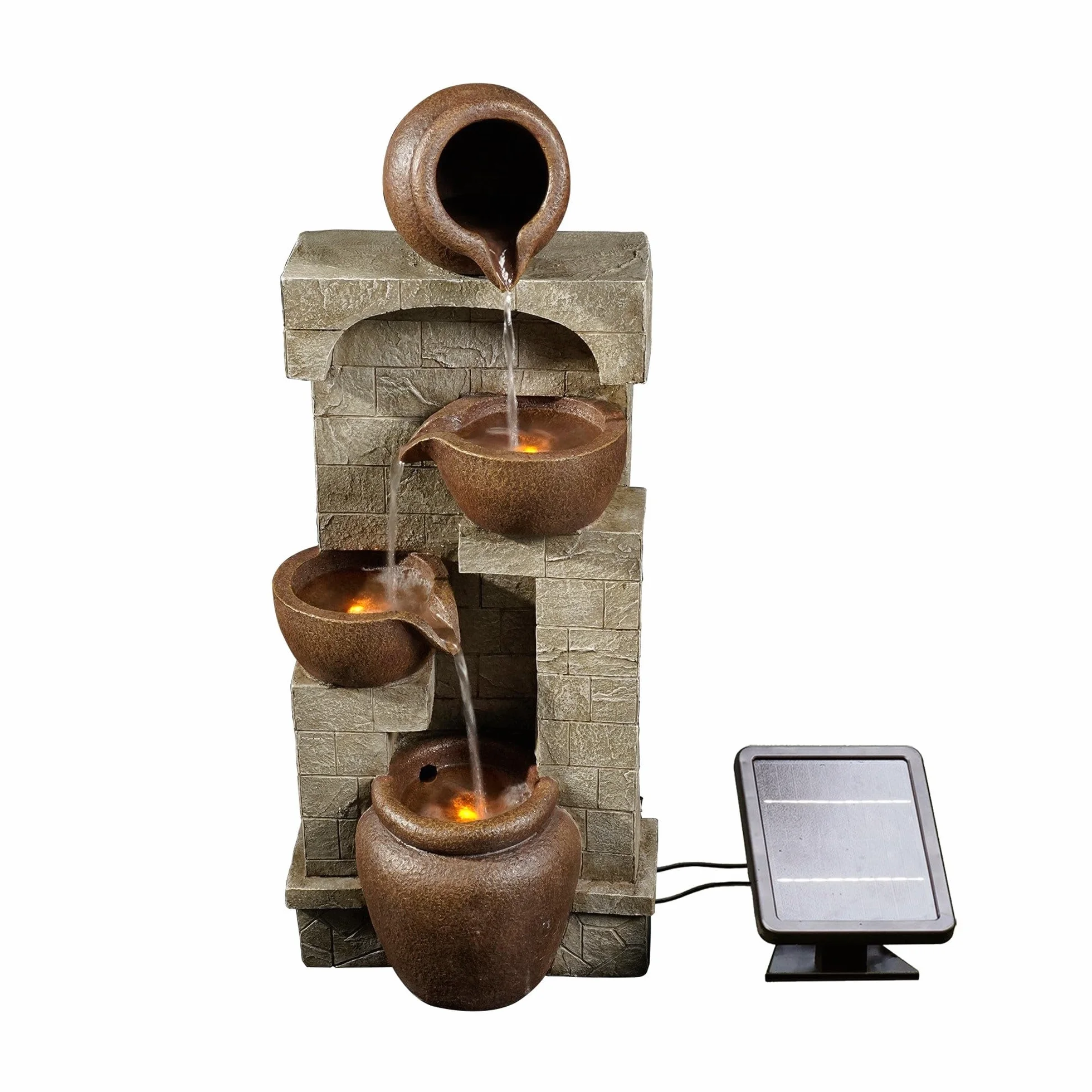 Peaktop energia słoneczna fontanna wodna, ogród, brąz ornament światła PT-SF0001