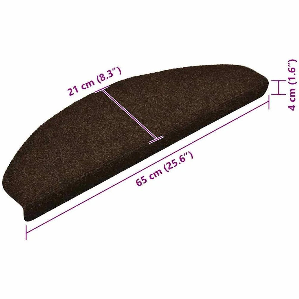 vidaXL Maty na schody samoprzylepne 15 szt. 65x21x4 cm Brązowe półokrągłe duże
