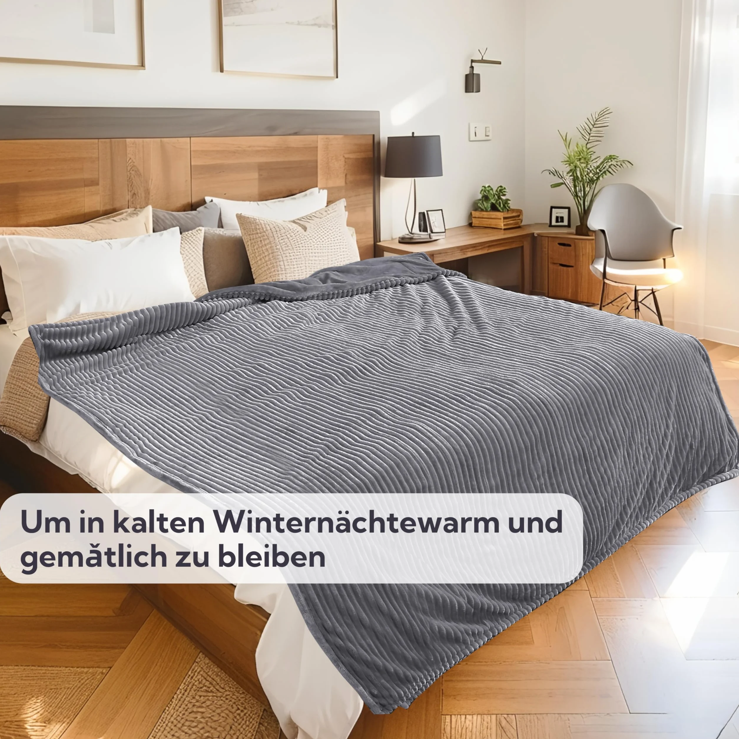 Elektryczny koc grzewczy pojedynczy 150x200cm – Puszysty flanelowy koc z pikowaniem, miękki i oddychający, 6 poziomów temperatury i 10-godzinny timer, elektryczny koc na zimne noce, szary