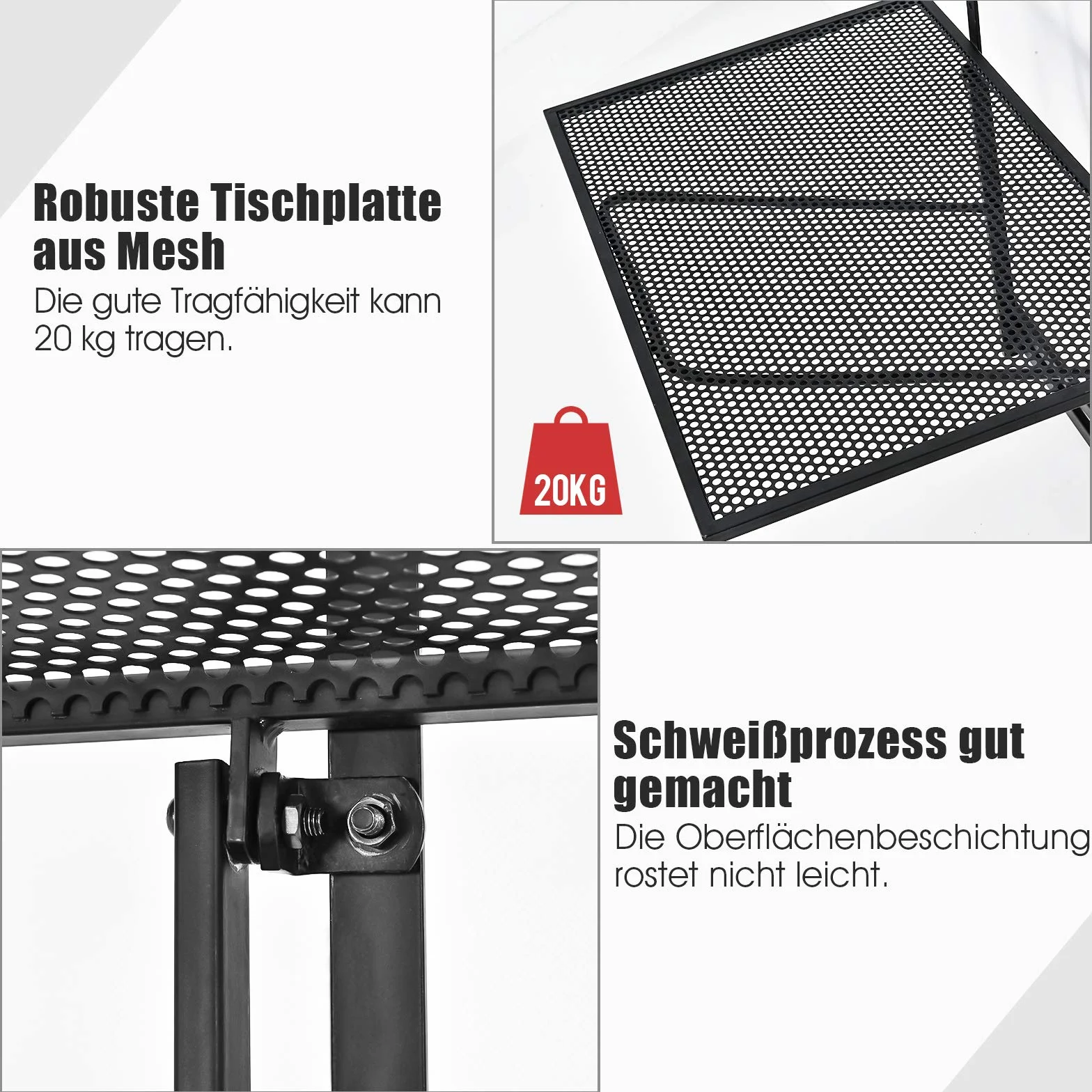 COSTWAY Składany stół balkonowy, wiszący, 5-stopniowa regulacja wysokości, z metalu, prostokątny, nośność 20 kg, 60,5 x 40,5 cm
