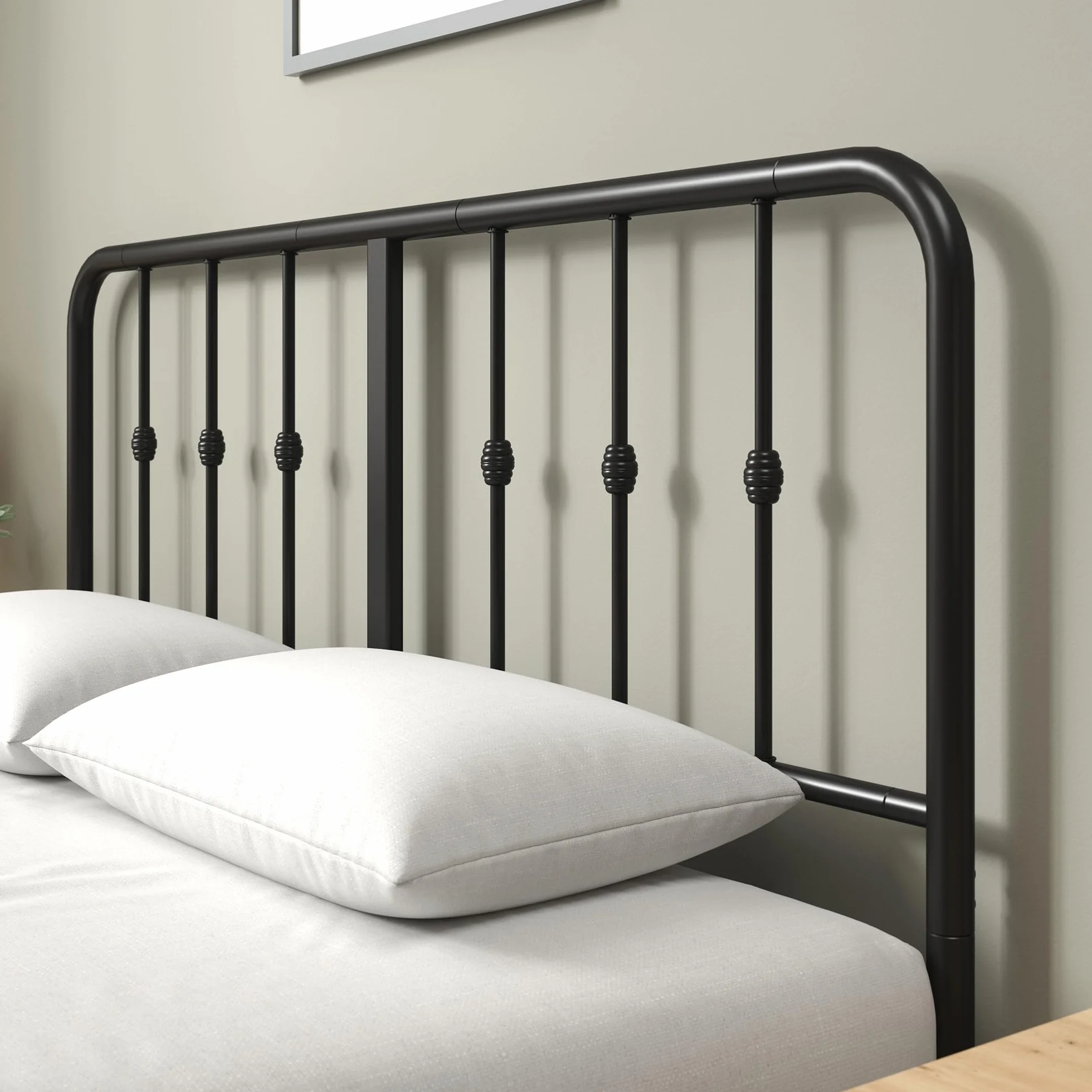 Zinus Florence Łóżko 140 x 200 cm – 35 cm wysokości – metalowa rama łóżka z zagłówkiem i podnóżkiem – łóżko ze stelażem – rama łóżka w stylu vintage – miejsce do przechowywania pod łóżkiem – czarne