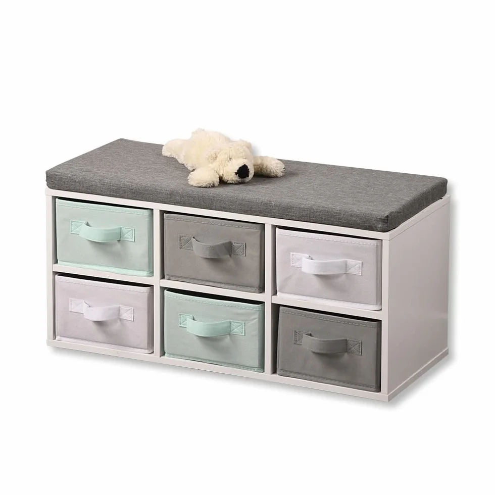 Kesper | ławka do siedzenia dla dzieci z pojemnikami do przechowywania, materiał: płyta wiórowa, wymiary: szer. 68 x wys. : 29,5 x głęb.: 33 cm, kolor: biały| 17729 13
