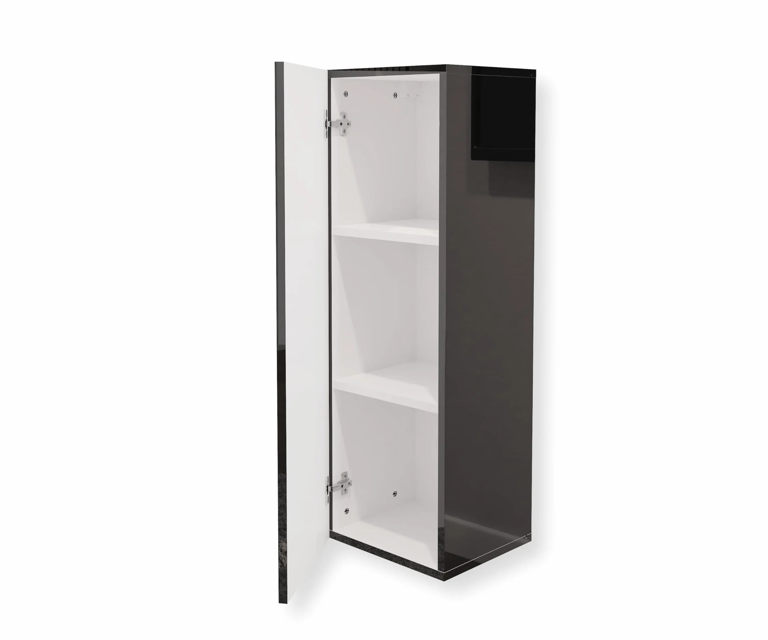 Nowoczesna Wisząca Szafka Kuchenna Wysoki Połysk Czarna 35x105x32 cm Przestronna Szafka Ścienna do Kuchni z 1 Drzwiami Funkcja Push to Open