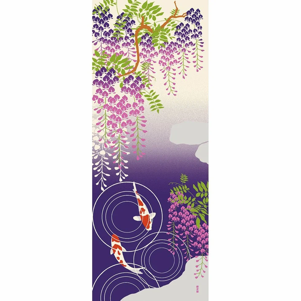 Nassen Tenugui ręcznik karp i wisteria