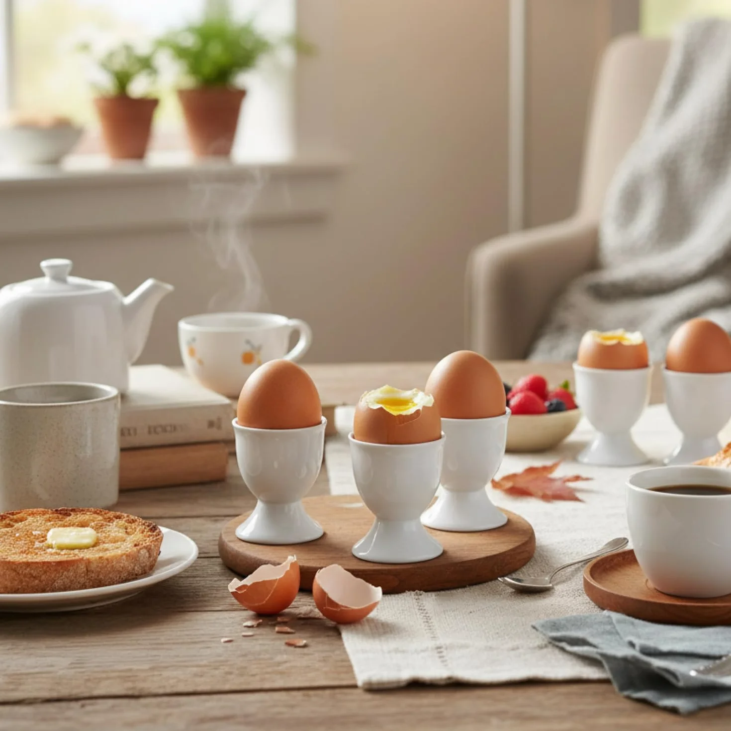 com-four® 6x Podstawki na Jajka z Ceramiki, biale uchwyty do stolu lub kuchni, do zmywarki i mikrofalówki, klasyczny zestaw (6 sztuk - Klasyczne)