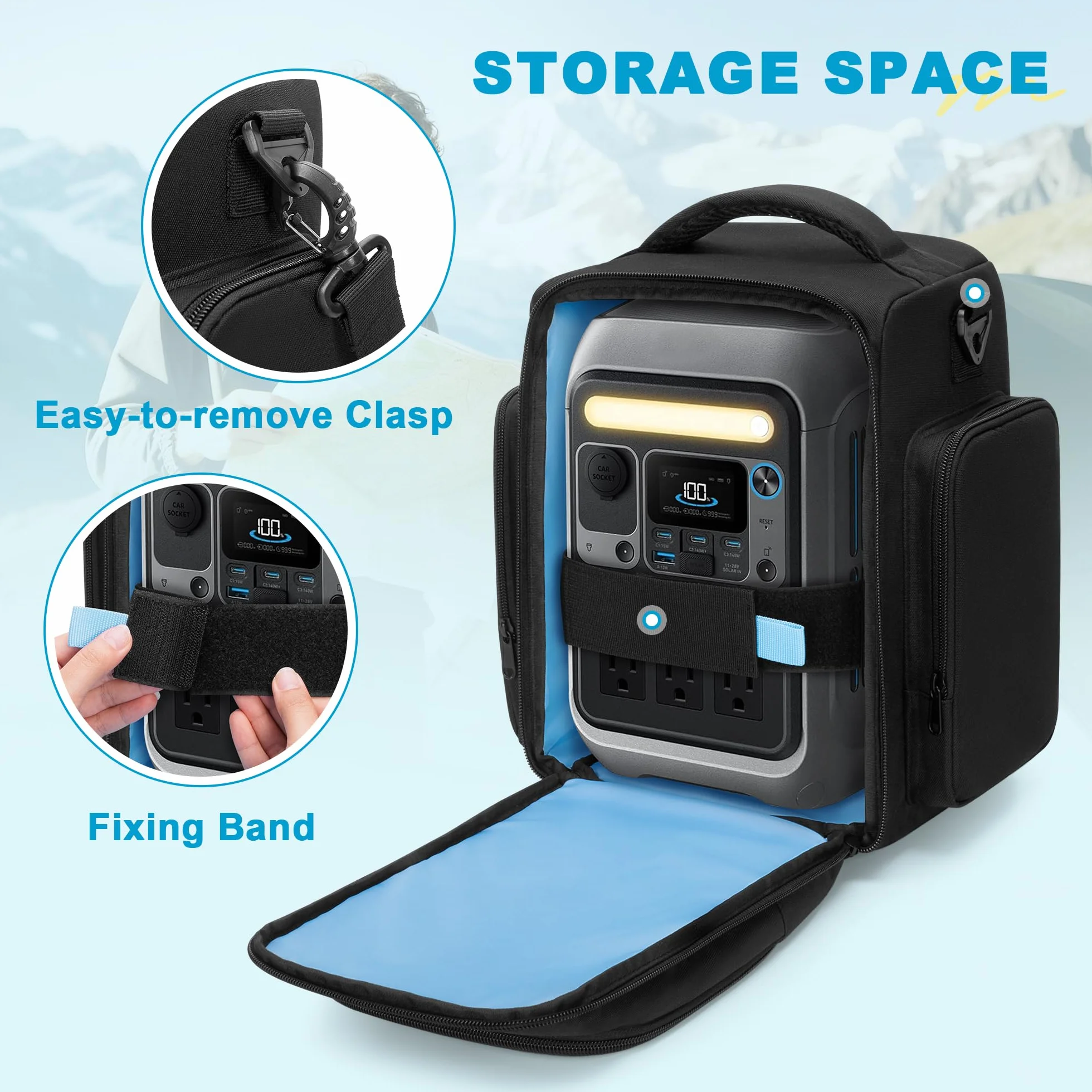 Trunab Torba kompatybilna z Anker SOLIX C300 Portable Power Station, outdoorowa torba generatora słonecznego z wieloma przegródkami, na kemping, w podróż i w sytuacjach awaryjnych