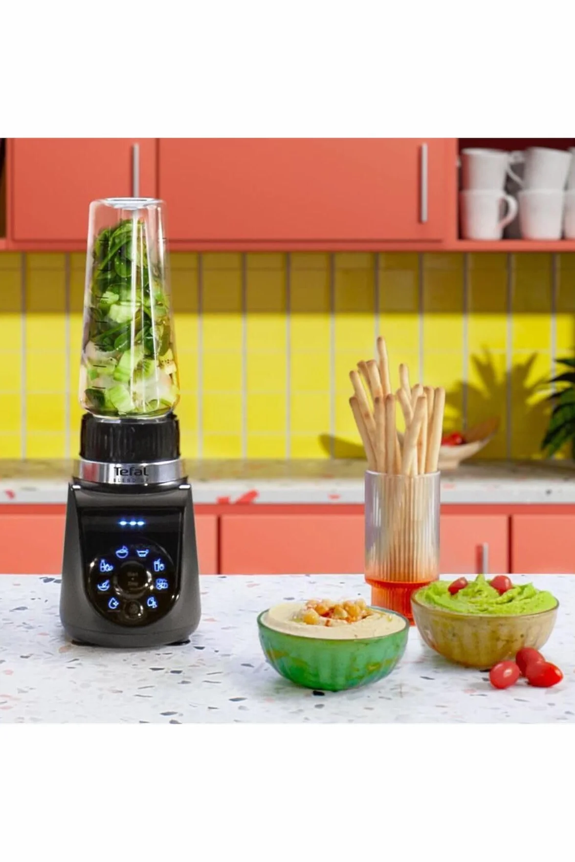 Tefal BL19H4 Blend Up wysokowydajny mini blender, kompaktowy, 8 automatycznych programów, funkcja kruszenia lodu, wszechstronne noże Powelix, łatwe czyszczenie, niebieski