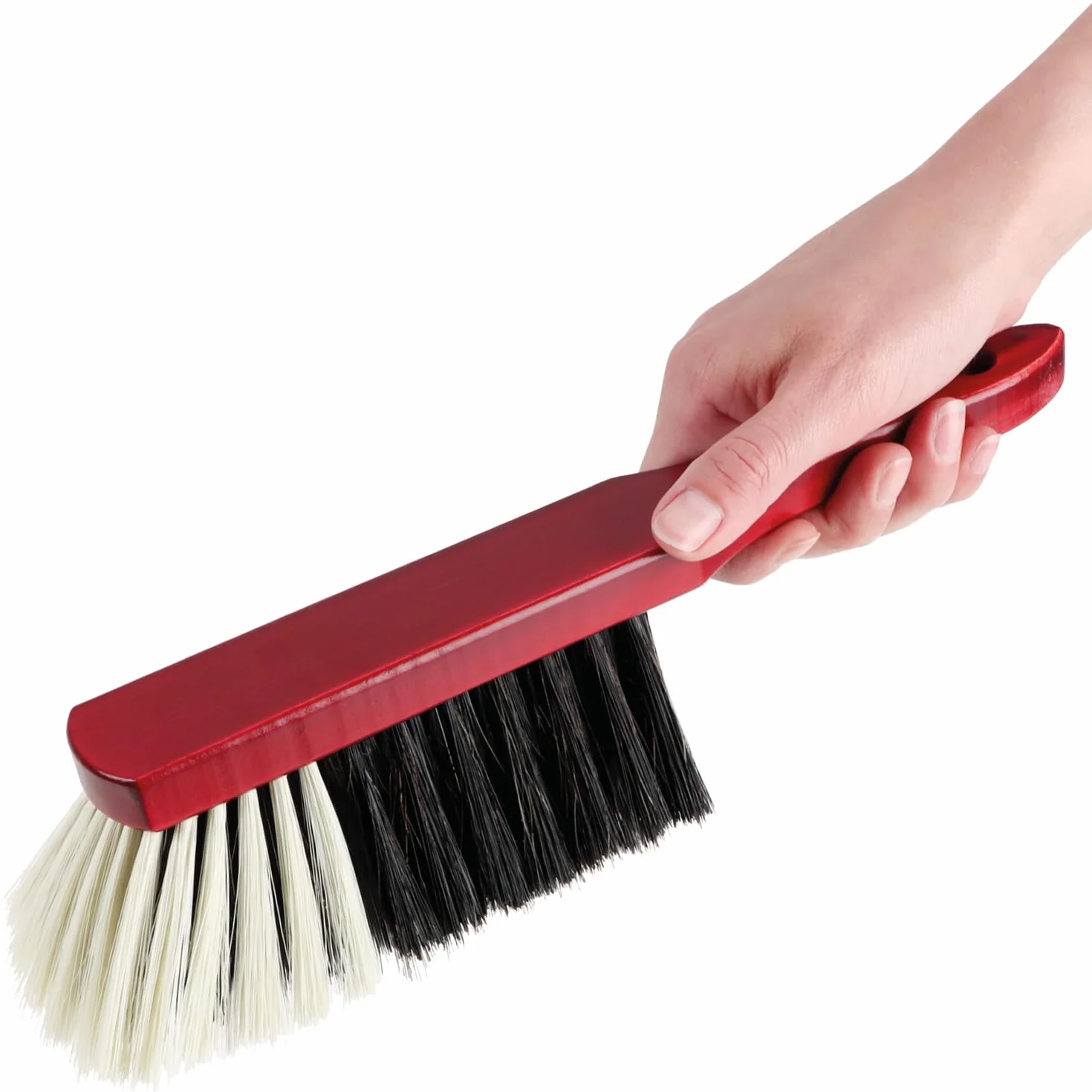 COM-FOUR® 2x drewniana zmiotka - miotla reczna z wlosiem konskim - miotla reczna z otworem do zawieszania - ok. 30 cm (2 kawalki)