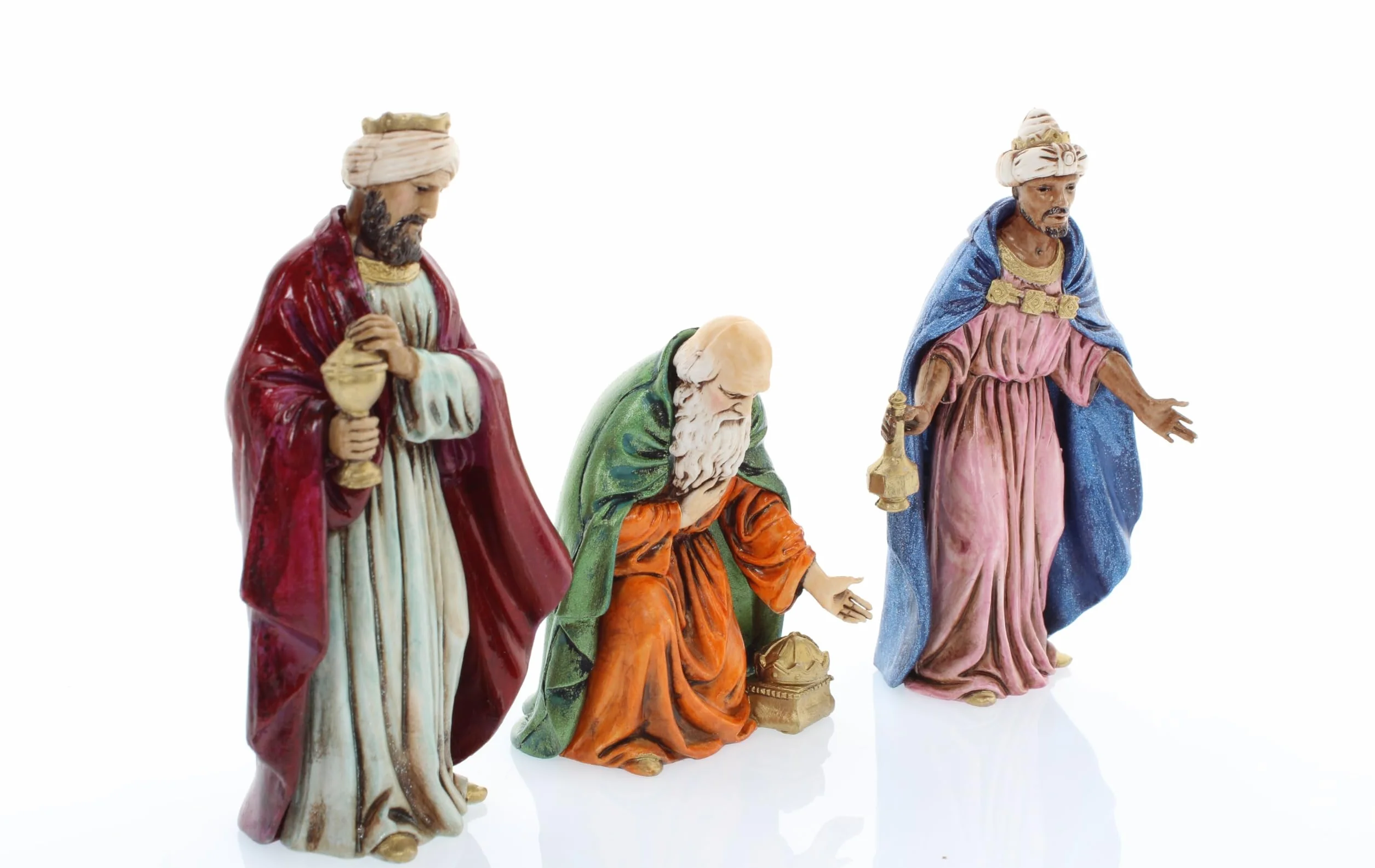 Moranduzzo Tris Król Mędrców do szopki 12 cm w skali 1:15 - Niezniszczalne figurki do szopki - styl 700", ręcznie wykończony obraz, oficjalny produkt, wyprodukowany we Włoszech, rzeźbiarz M. Landi