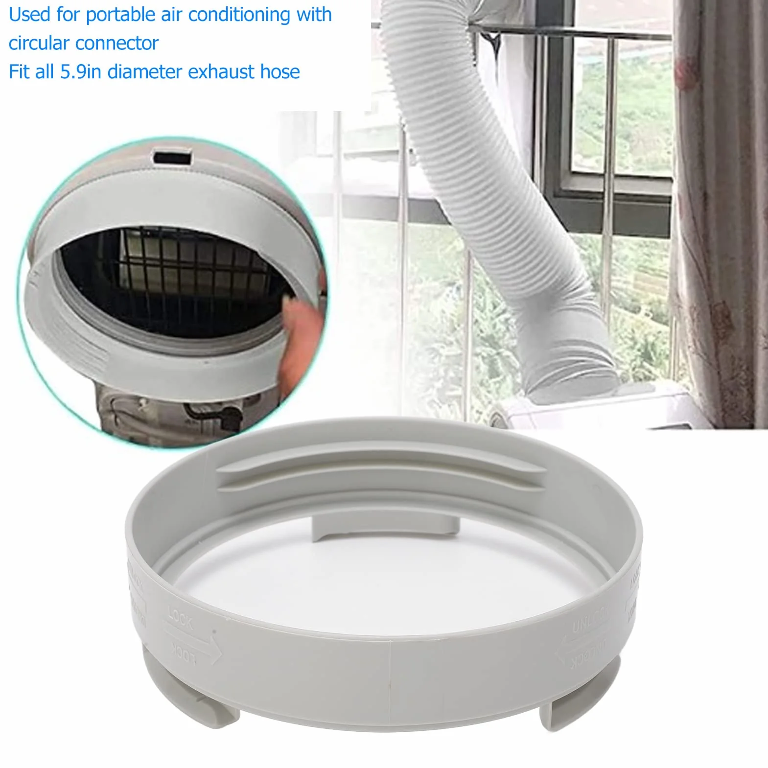 Adapter do klimatyzatorów do węża wylotowego, 5,9 cala ABS, klimatyzacja, złącze węża wydechowego, rura skrzydłowa, wąż wylotowy, złącze rurowe, prąd zmienny, złącze węża, kanał wylotowy, blacha