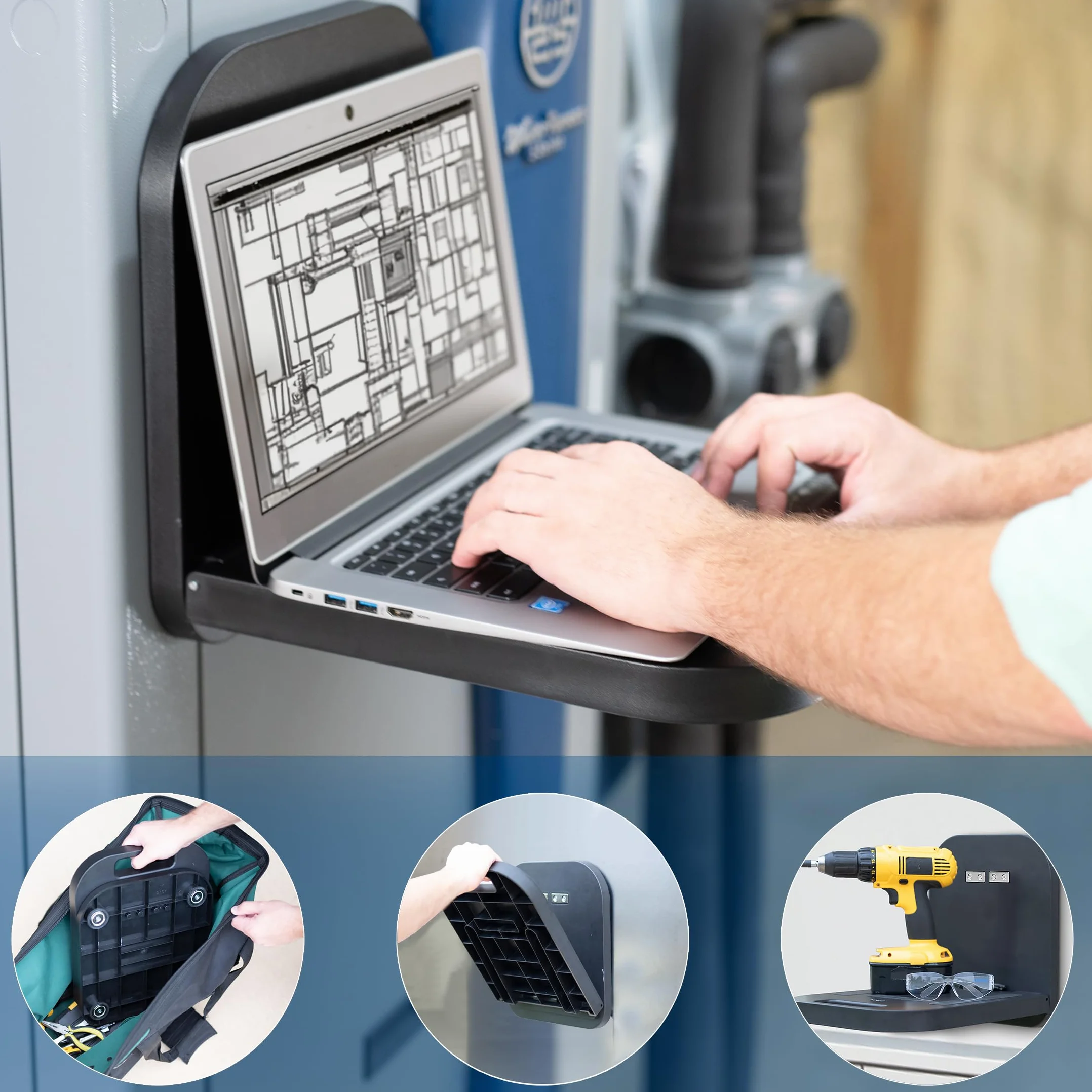VIVO DESK-MAG01 Magnetyczna, przenośna stacja robocza na laptopa, półka na notebooka/tablet, platforma użytkowa o udźwigu 15 kg, kompaktowe biurko bez użycia rąk, mocowana na stalowych powierzchniach,