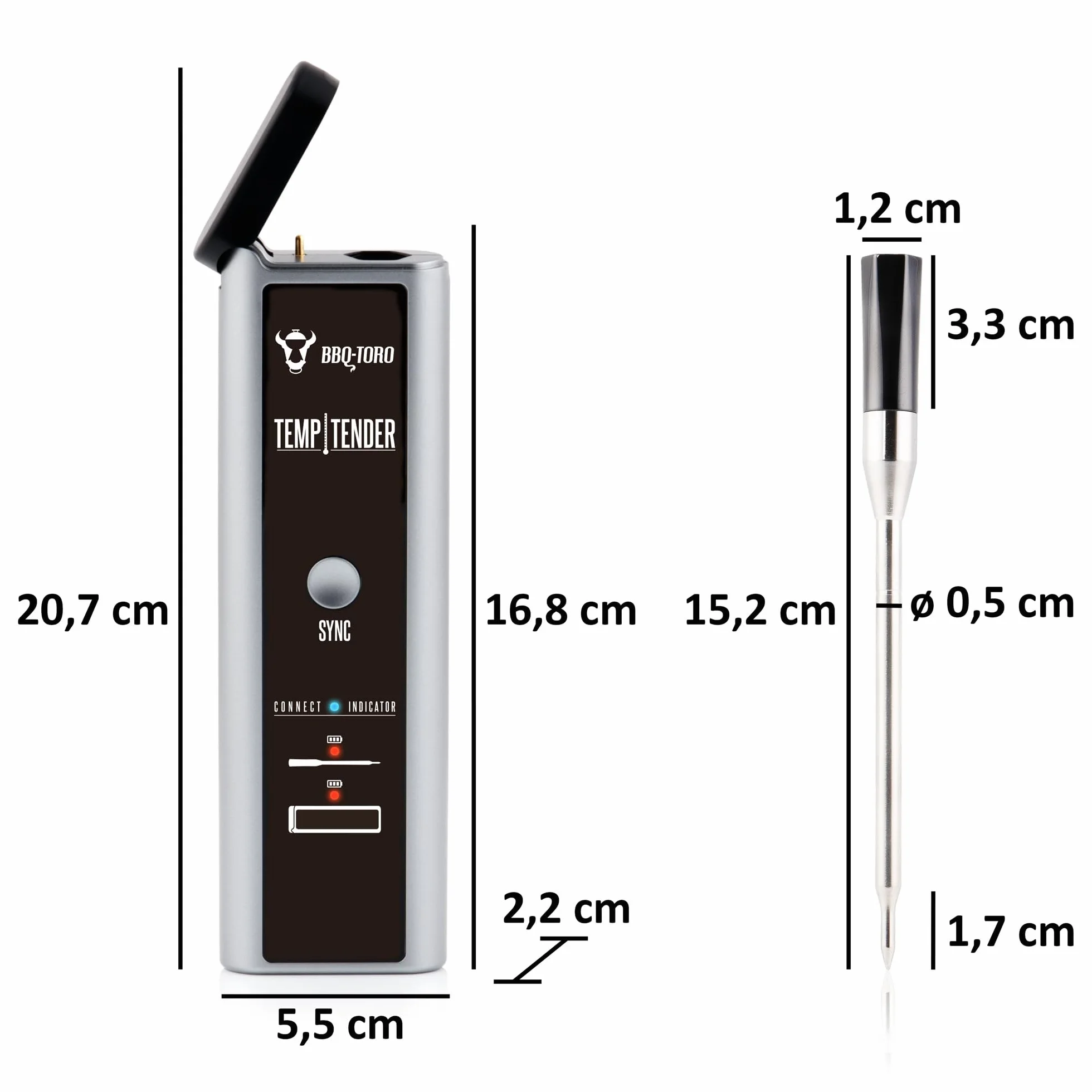 BBQ-Toro TempTender bezprzewodowy termometr do grillowania Bluetooth IP67 300°C cyfrowy termostat