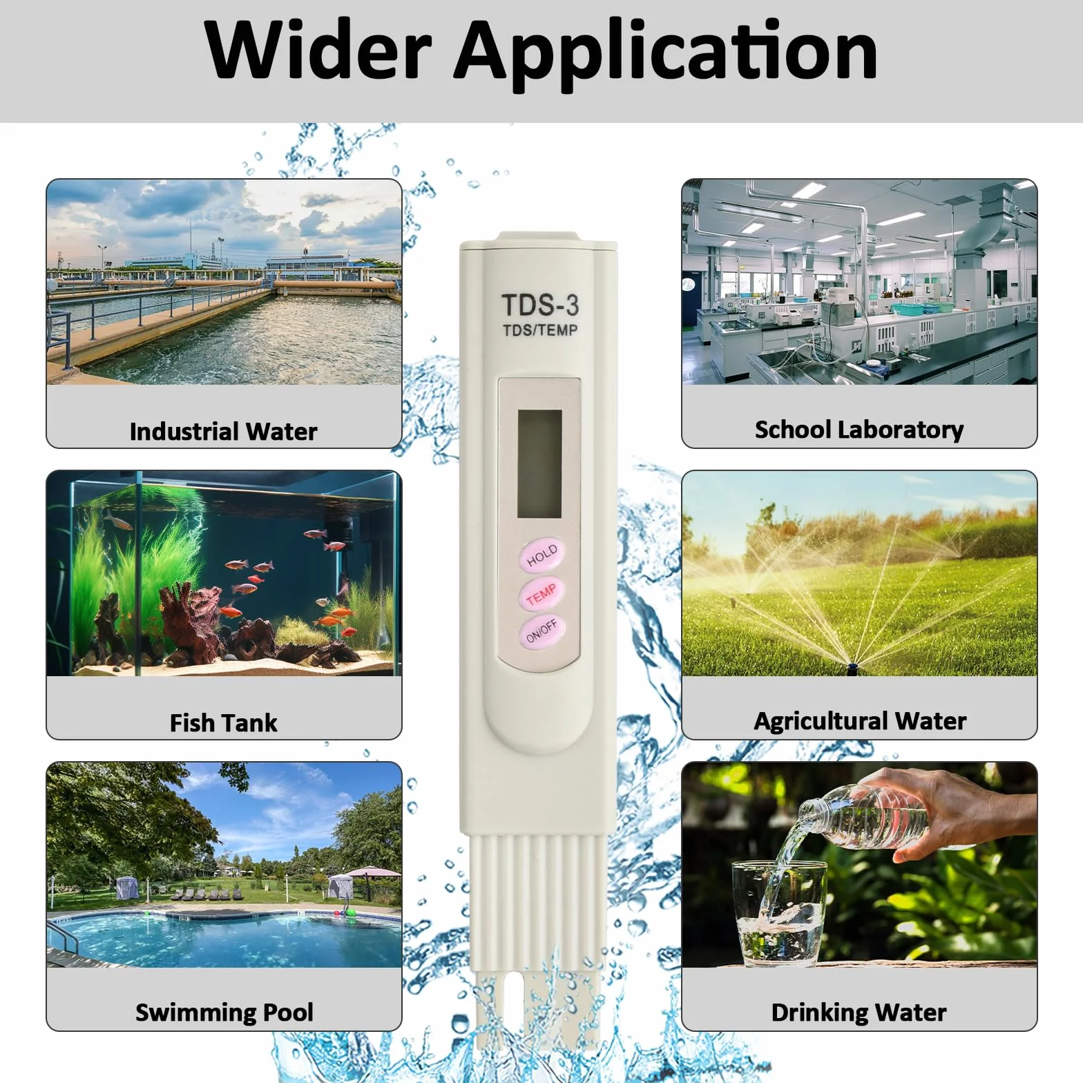 Cyfrowy tester jakości wody TDS, przenośny cyfrowy wskaźnik temperatury PPM analizator pióra do pomiaru wody pitnej, hydroponika, akwarium, basenu i spa