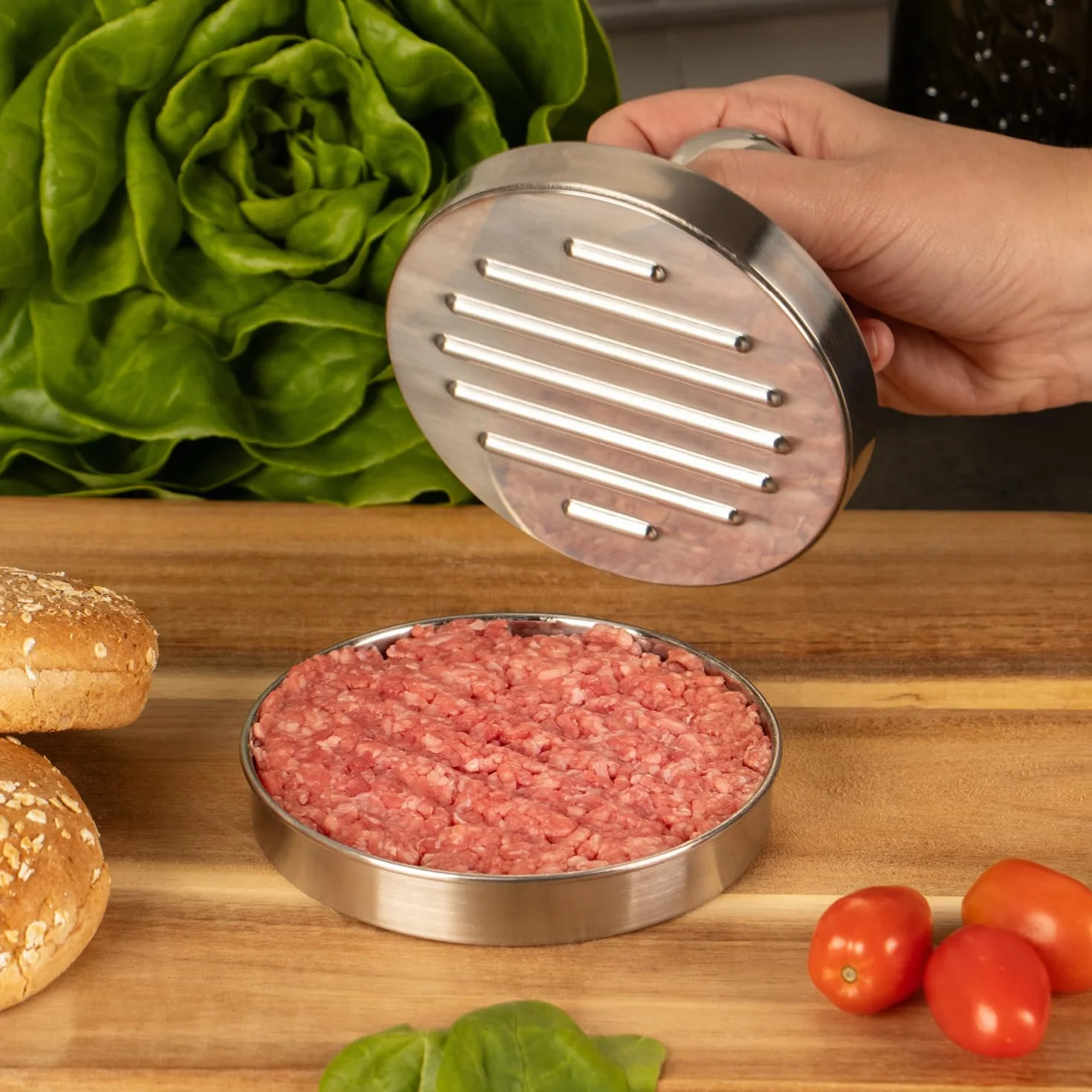 Prasa do hamburgerów ze stali nierdzewnej – wytrzymała prasa do hamburgerów – prasa do produkcji plastrów mięsnych – prasa metalowa