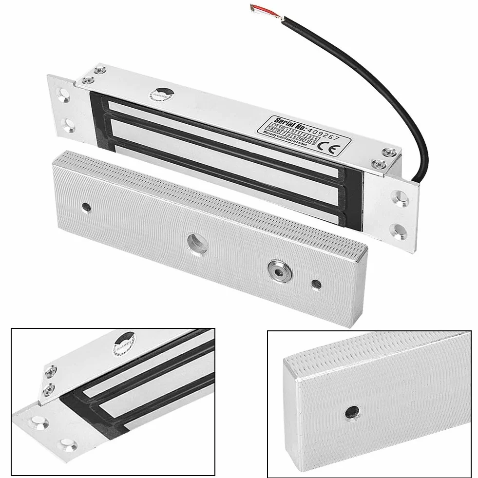 BuyWeek Elektryczny zamek magnetyczny, zamek elektromagnetyczny, DC 12 V, 180 kg, stop aluminium do systemu kontroli dostępu