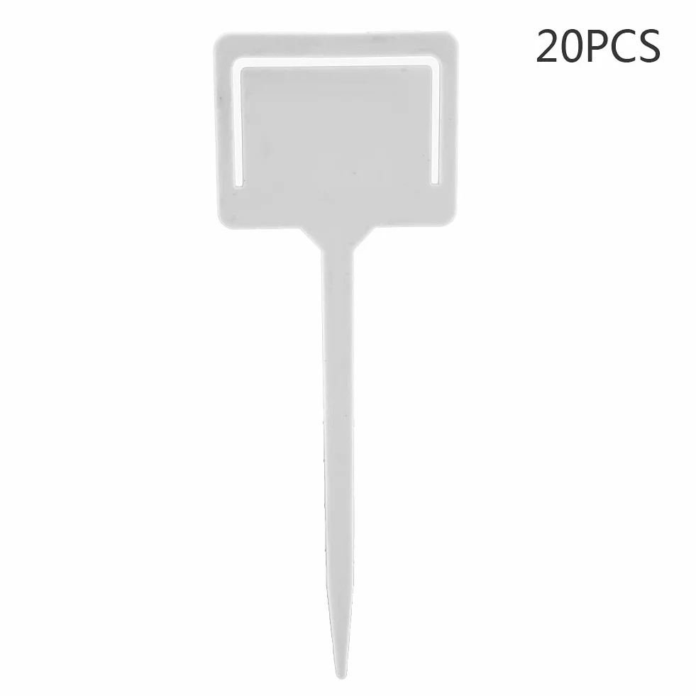20 szt. Trwałe Etykiety z PVC dla Roślin Ogrodowych do Szkółki Kwiatów z Palikami, do Narzędzia Przechowywania Nasion w Ogrodzie, Rozpoznawania Odmian Roślin (WHITE)