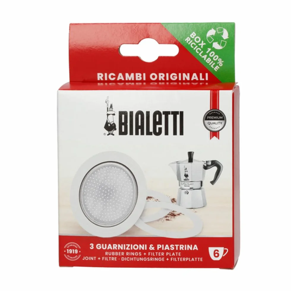 Bialetti Zestaw 3 uszczelek i 1 filtr do ekspresu do kawy z aluminium 6 filiżanek