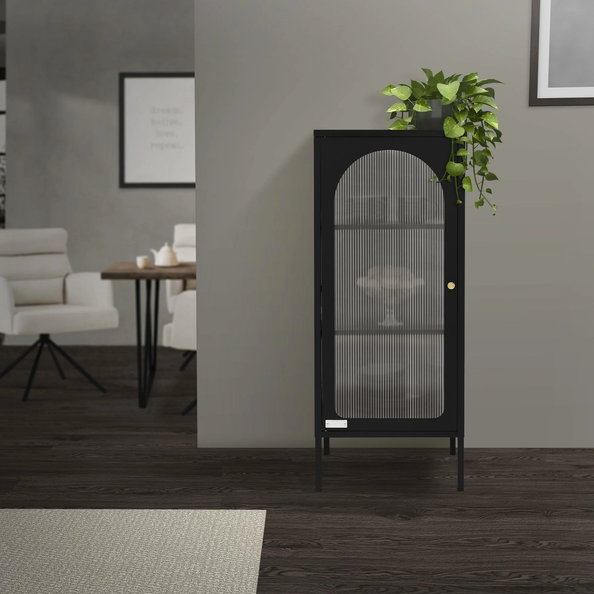 ML-Design gablota 42 x 102,5 x 40 cm czarna waska z 3 pólkami i 1 drzwiczkami metalowa industrialna Regal na dokumenty szafka biurowa wykonana z solidnej stali idealna do nowoczesnych wnetrz