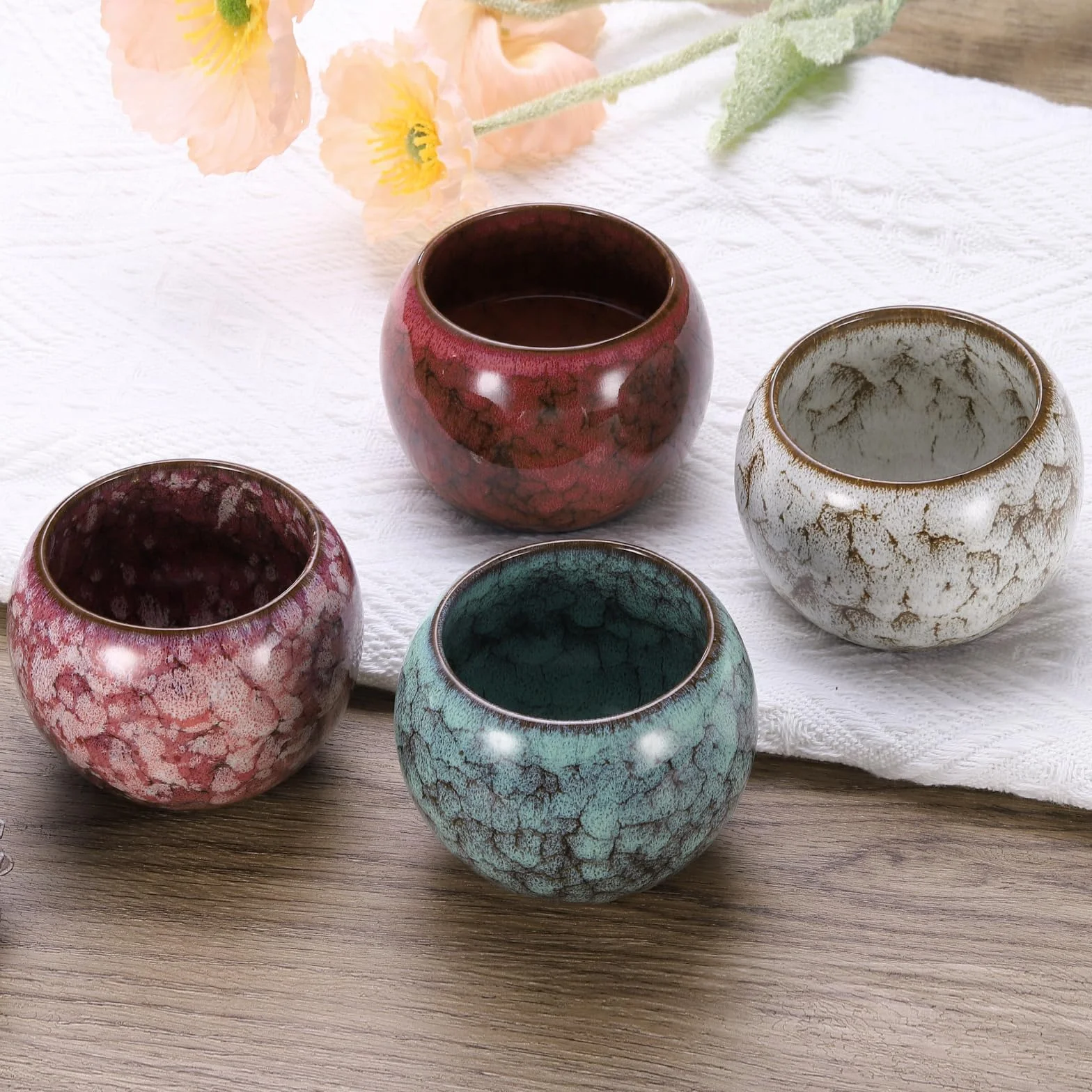 QUARKZMAN Ceramiczny zestaw do herbaty Gong Fu 5,07 uncji ręcznie robiony kubek bez uchwytu