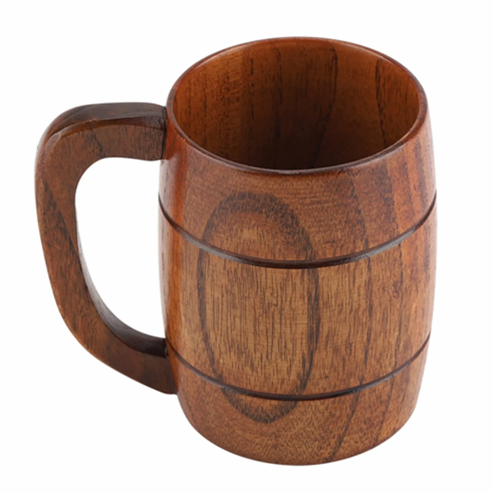 Drewniany kubek do piwa trwały kubek do piwa z naturalnego drewna retro duża pojemność herbata woda klasyczny drewniany kubek do picia z uchwytem
