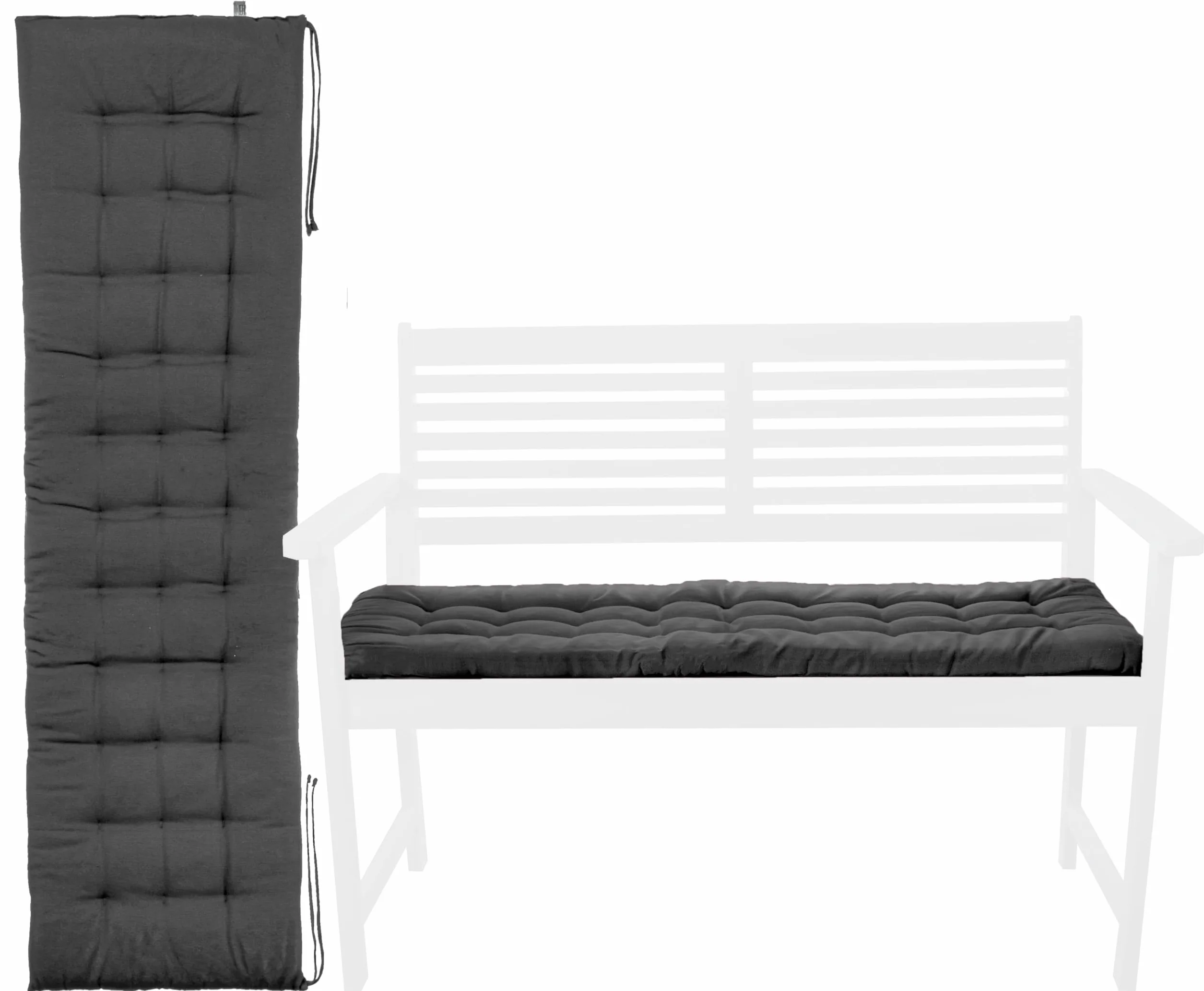 Brandsseller Poduszka na ławkę, do użytku na zewnątrz/do wnętrz, 27 pikowań (ok. 140 x 40 x 4 cm, ciemnoszara)
