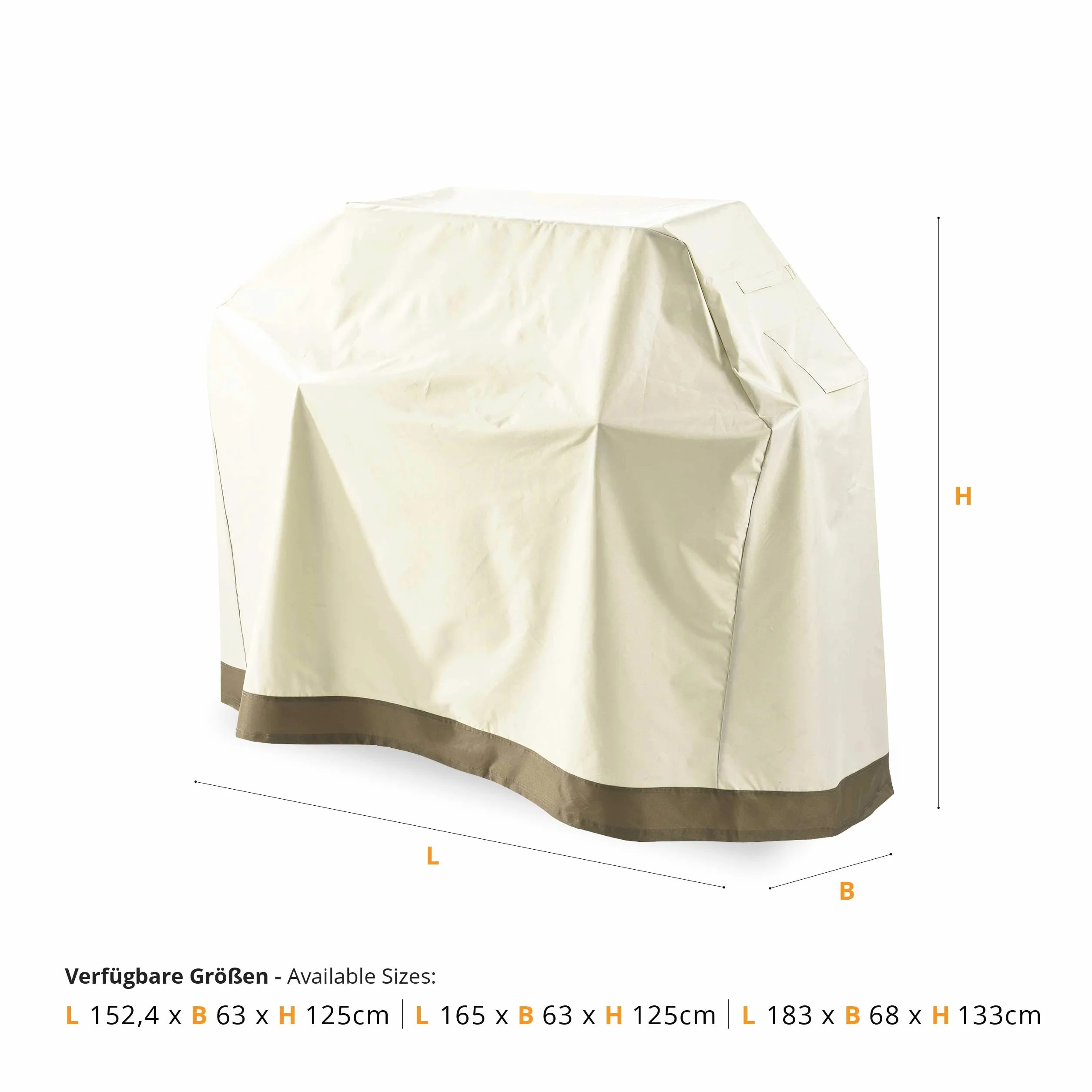 Lumaland Pokrowiec na grilla 183 x 68 x 133 cm – wodoszczelny – odporna na rozerwanie tkanina Oxford 600D – 280 g/m² – pokrowiec ochronny na grill gazowy – odporny na działanie promieni UV – lato