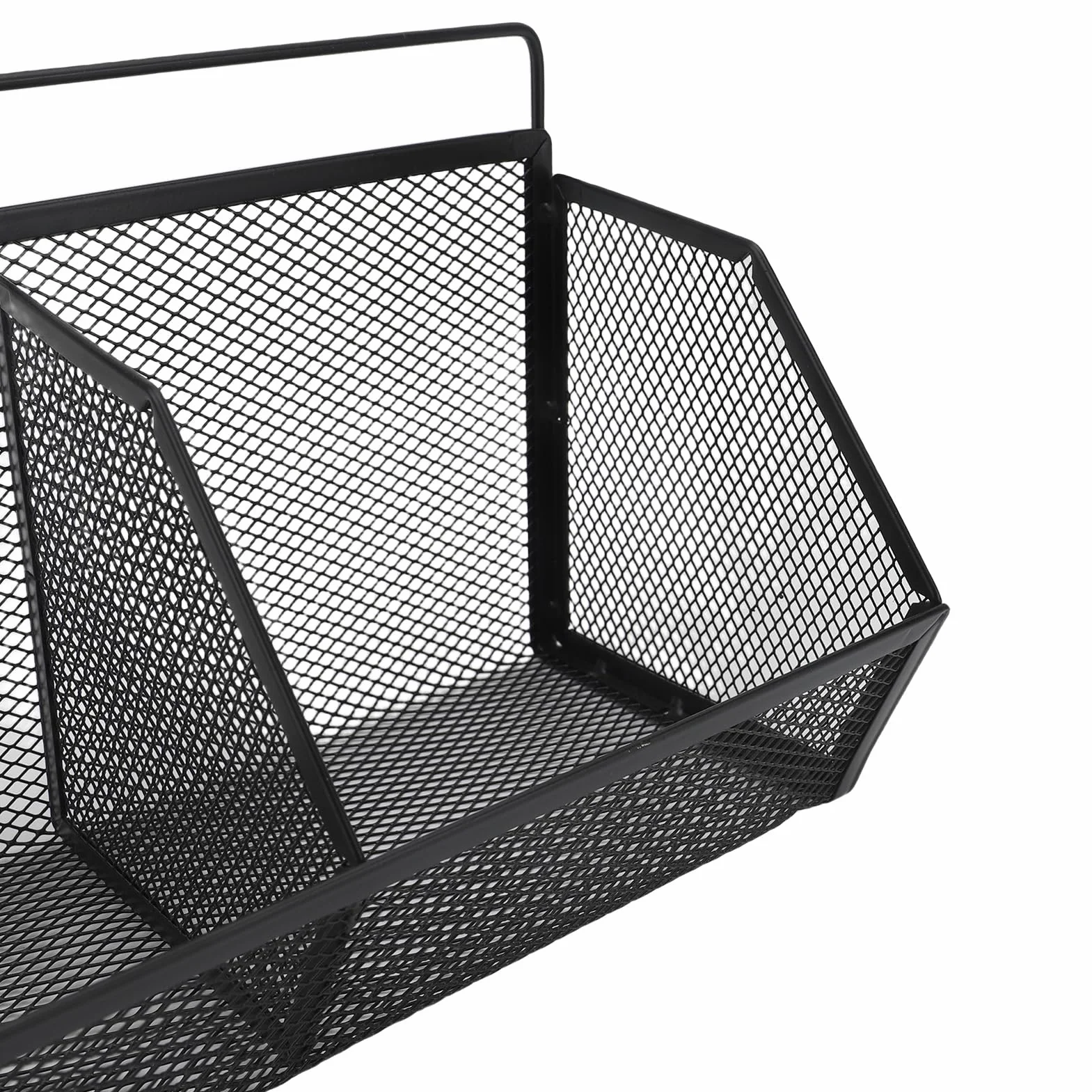 2 Czarna siatka do przechowywania na ścianie kosza wisząca kuchnia koszyka metalowa koszyki owocowe kosza łazienki z 2 klebienia na spiżarnię w łazience kuchennej (Black)
