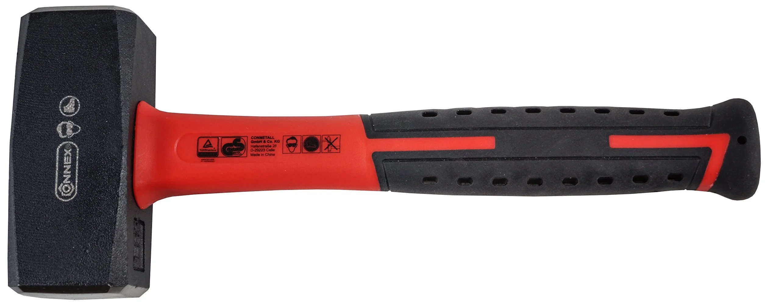 Connex Rękawiczki 1500 g uchwyt z włókna szklanego 2K rozm. - czerwony/czarny - dwukomponentowy uchwyt - z trzonkiem z włókna szklanego/młotek/stalowy stojak / COX623150