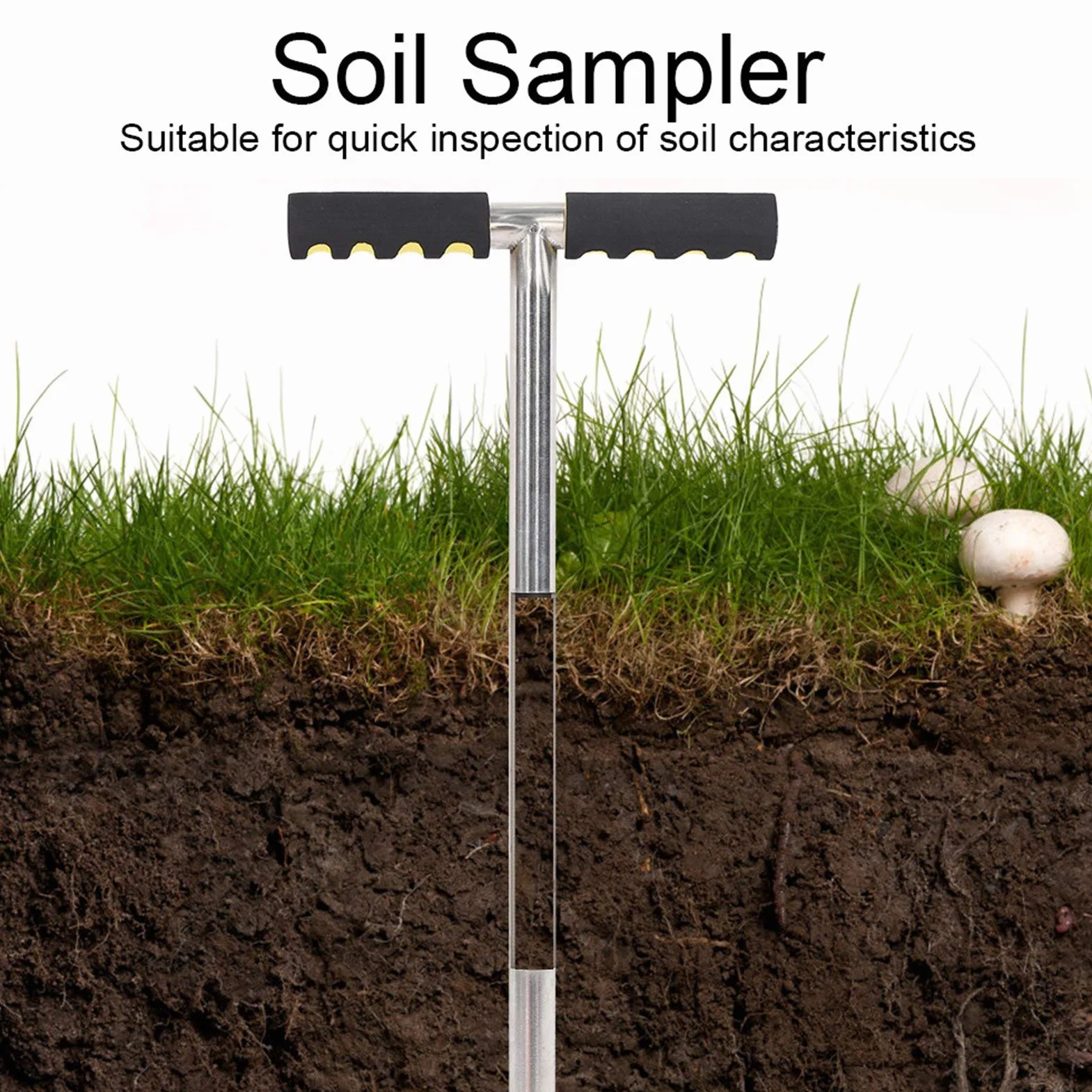 Wakects Sonda do próbkowania gleby 51 cm, sonda do pobierania próbek gleby ze stali nierdzewnej, uchwyt w stylu T, Sampler do sondy podłogowej do kijów golfowych