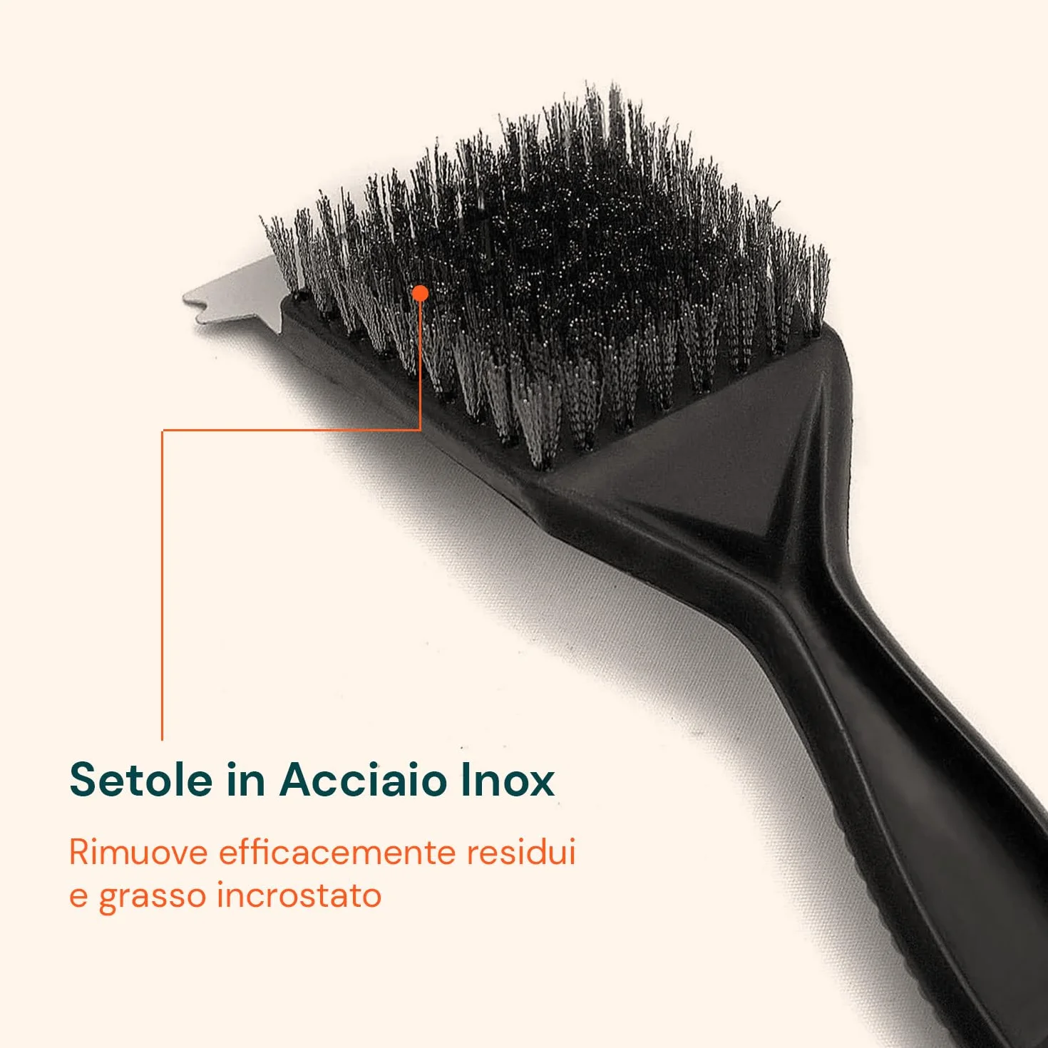 Avilia Szczotka do grilla ze skrobakiem – szczotka do grilla ze stali nierdzewnej z ergonomicznym uchwytem PP, akcesoria do grilla do czyszczenia grilla, długość 29 cm