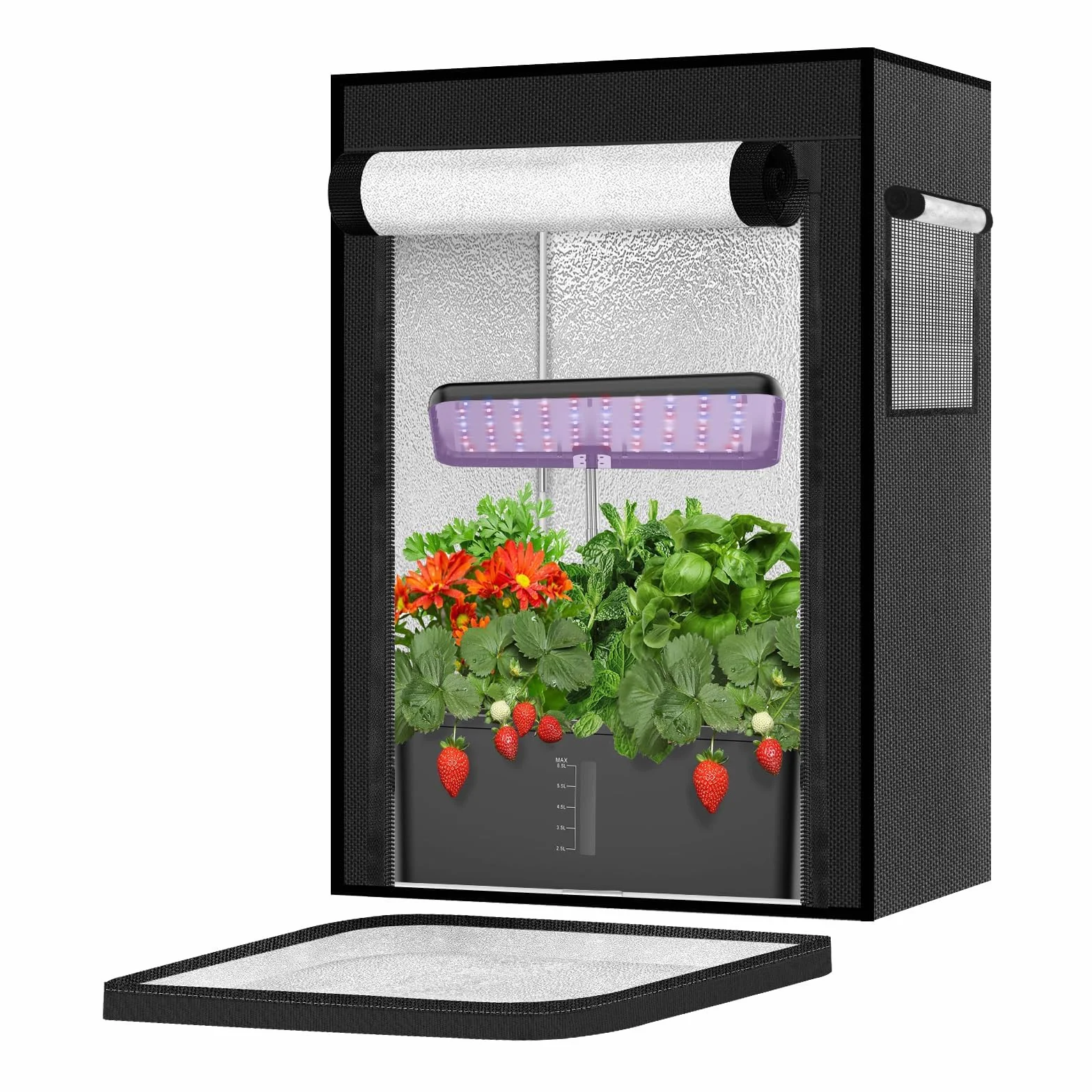 Namiot do uprawy roślin z okienkiem obserwacyjnym, wyjmowana taca na ziemię, mały namiot do uprawy hydroponicznej Aerogarden, blokuje nadmiar odblasków i